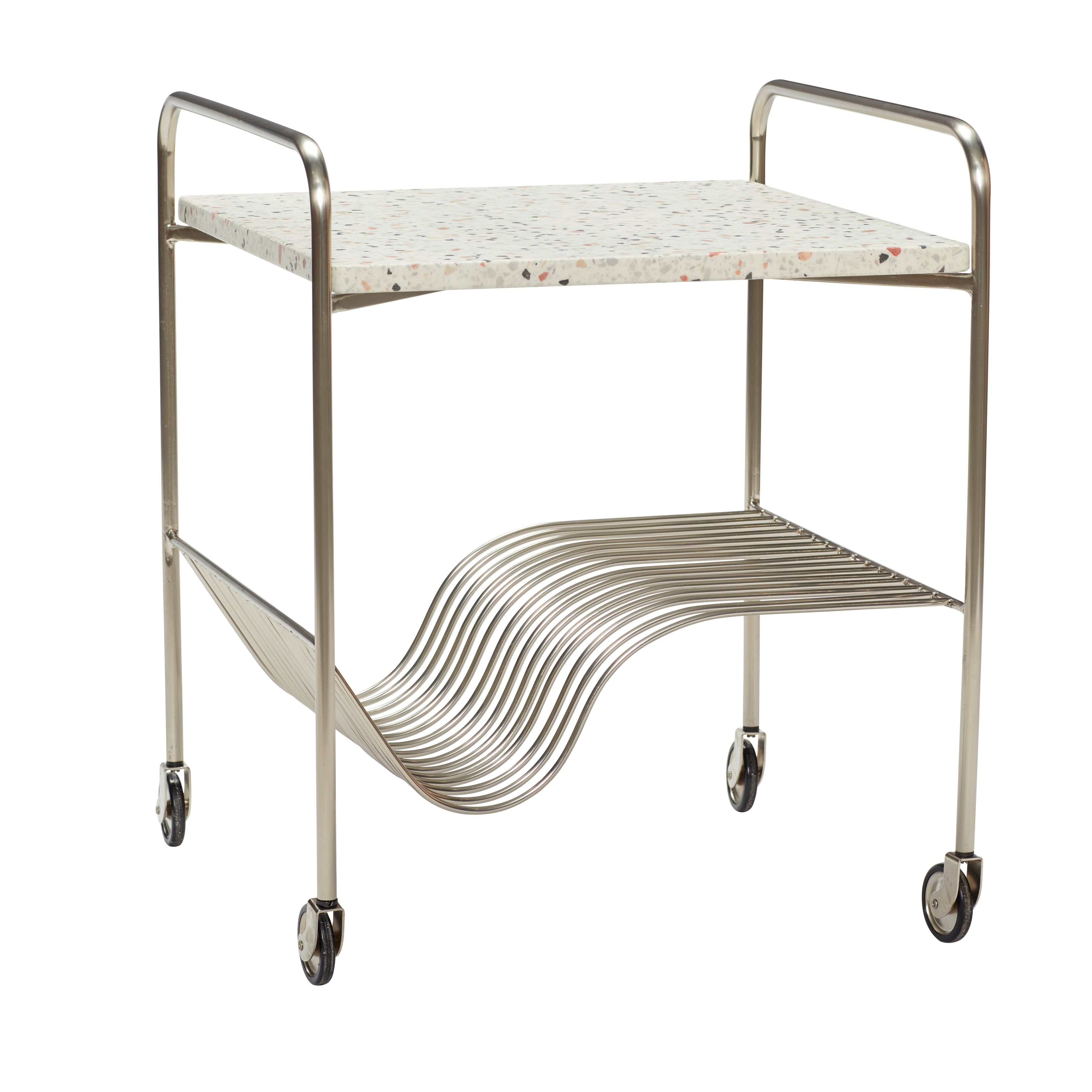 Aaltolevypöytä terrazzo/nikkeli - 50x49xh51cm