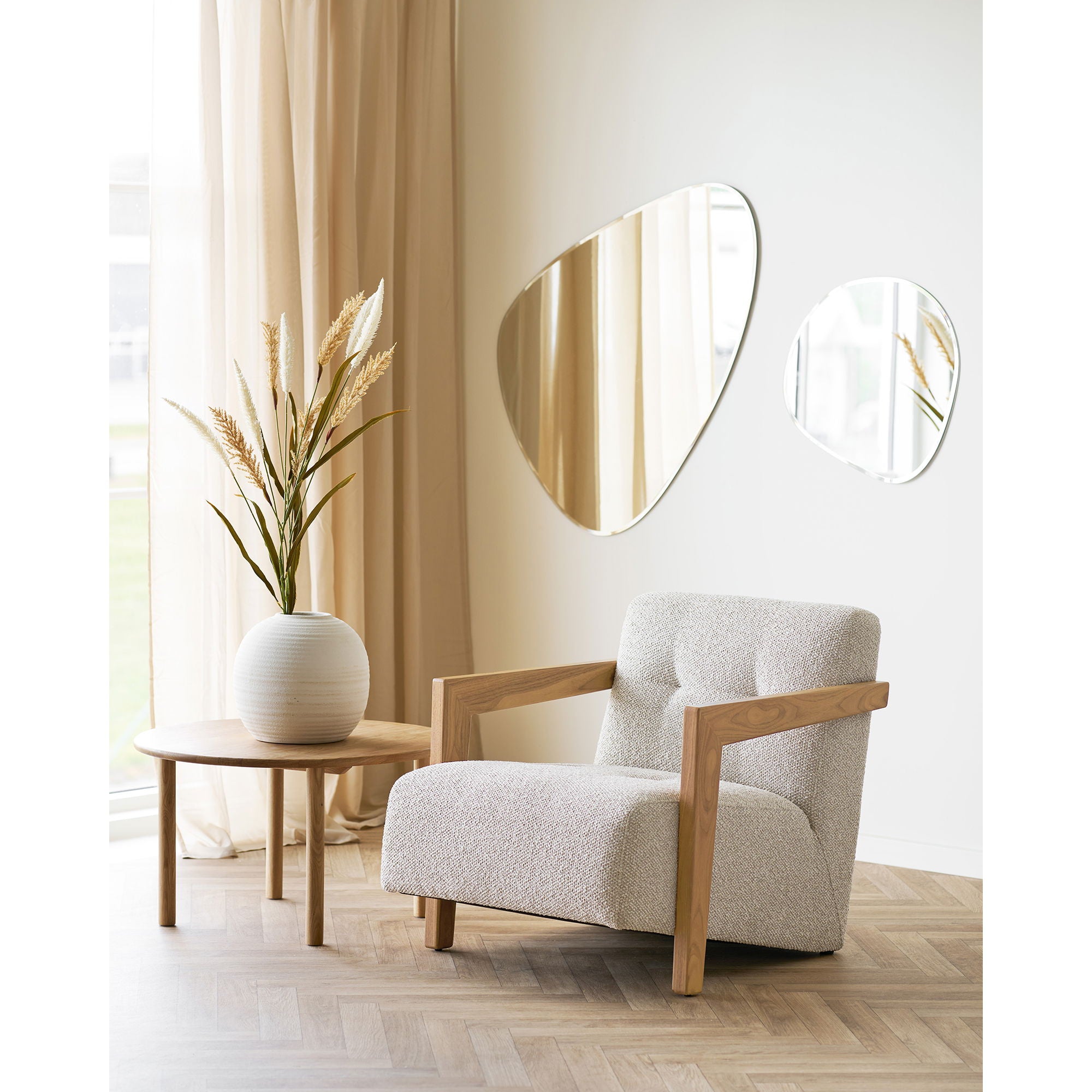Caracas Lounge -tuoli - Lounge -tuoli käsinojalla, tammi, beige HN1321