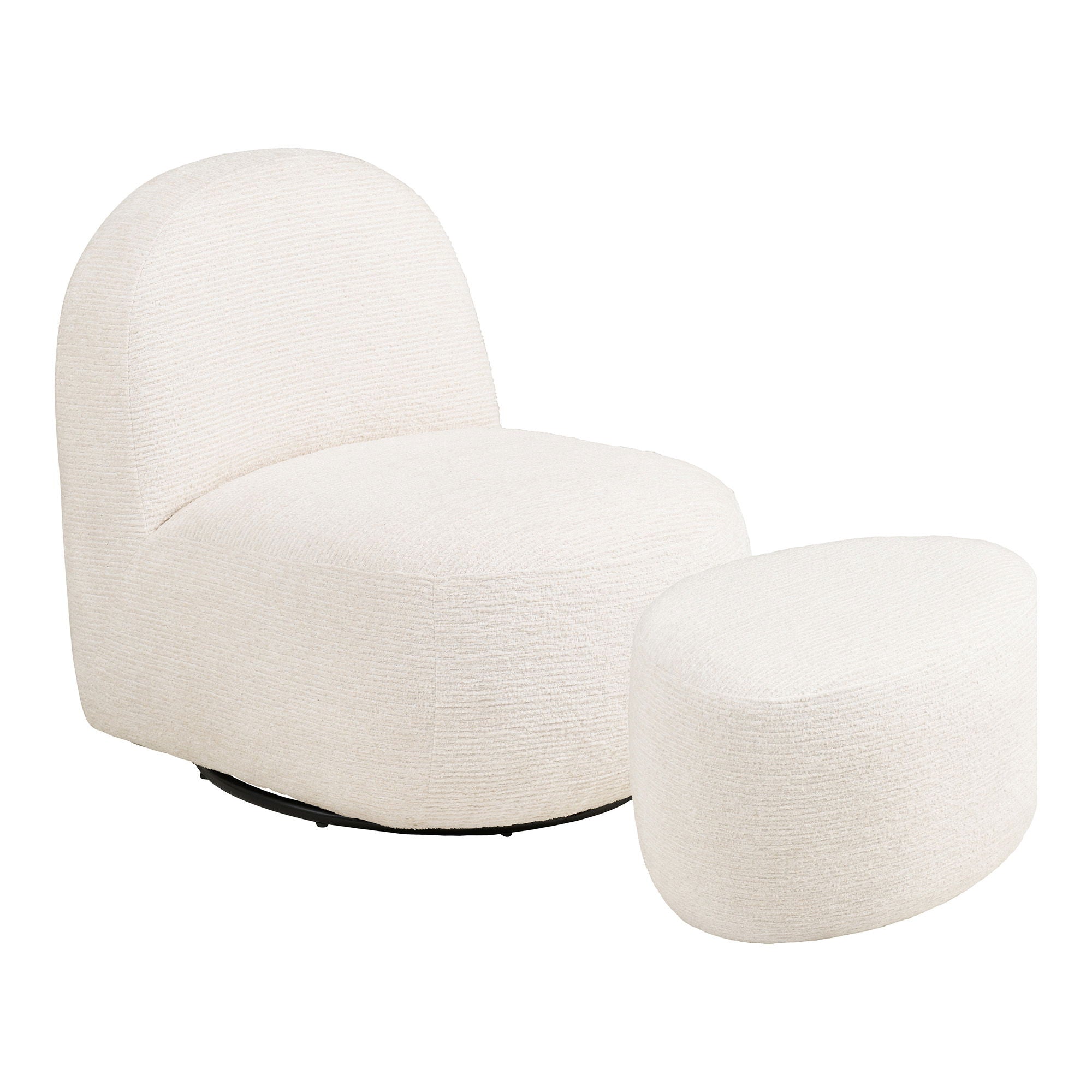 Milo Set - Lounge -tuoli ja puff, pois -valkoinen HN1081