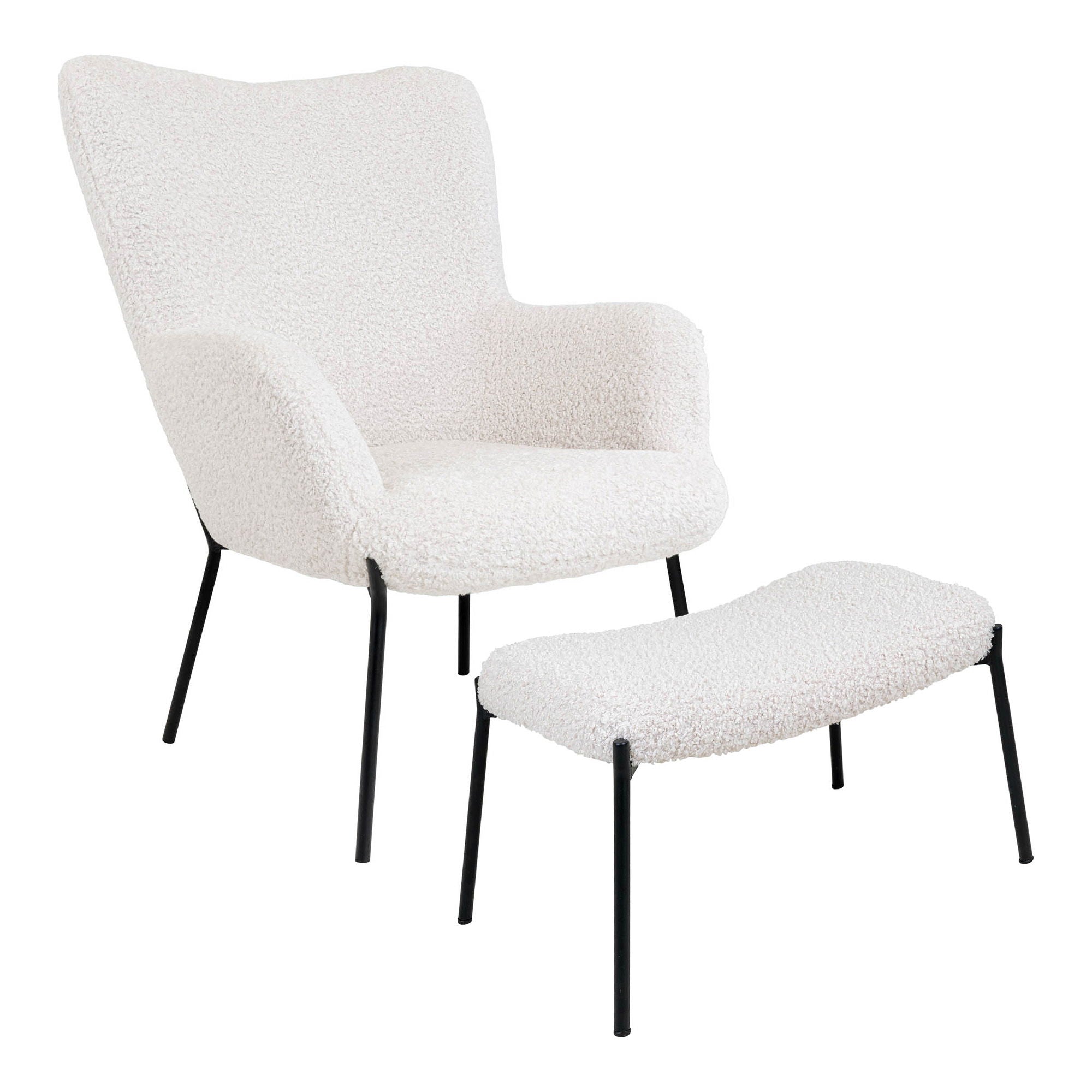 Glasgow Set - Lounge -tuoli ja jalkatuolit, valkoinen HN1090
