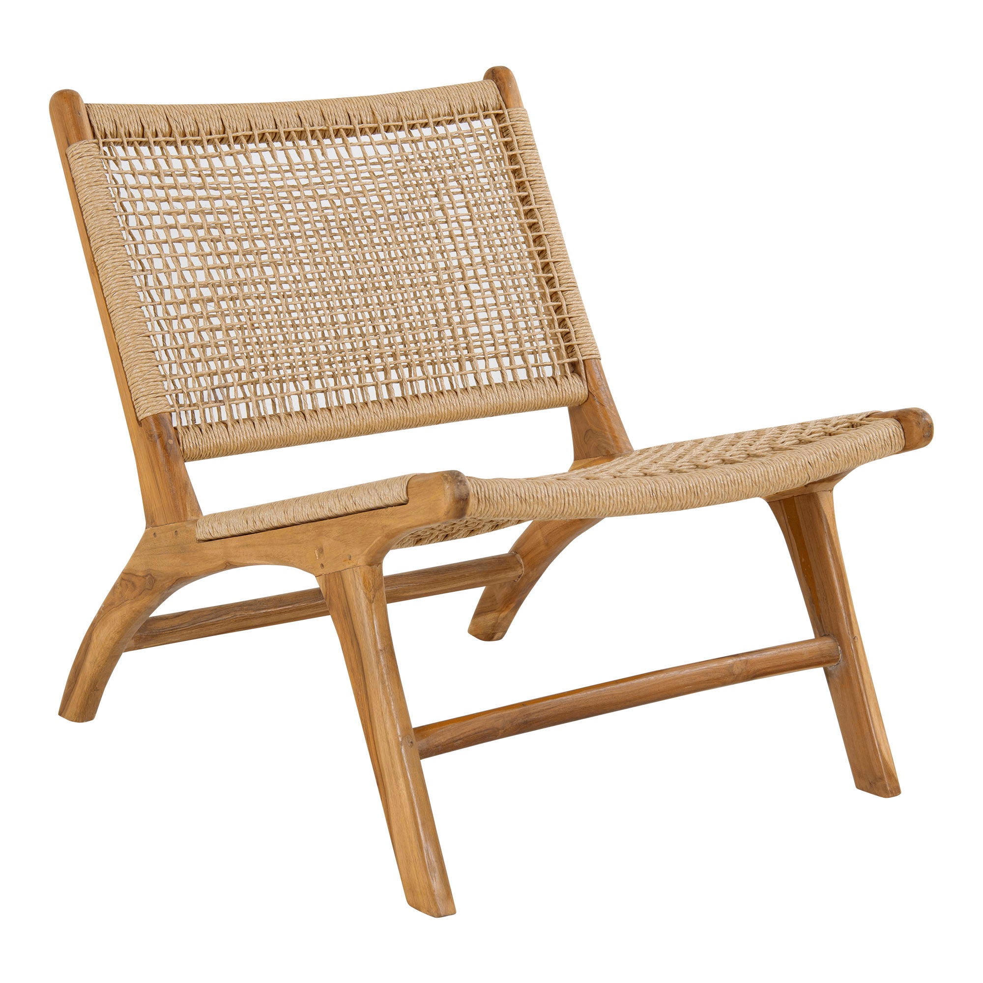 Derby Set - Lounge -tuoli ja jakkara, Teak/Pe Rattan, Nature