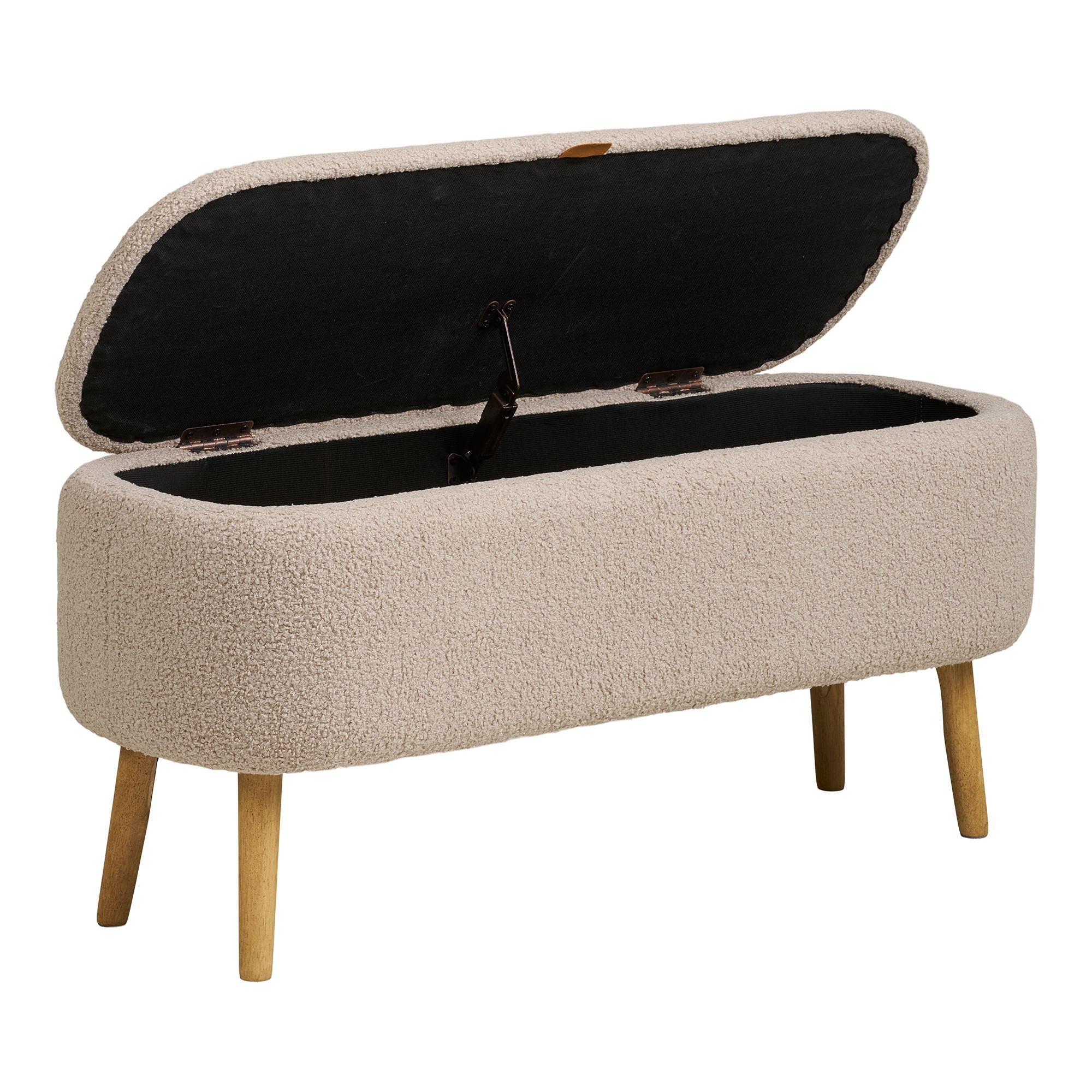 Harlow -penkki - Penkki varastolla, bouclé, beige 95x37x45 cm, HN1063