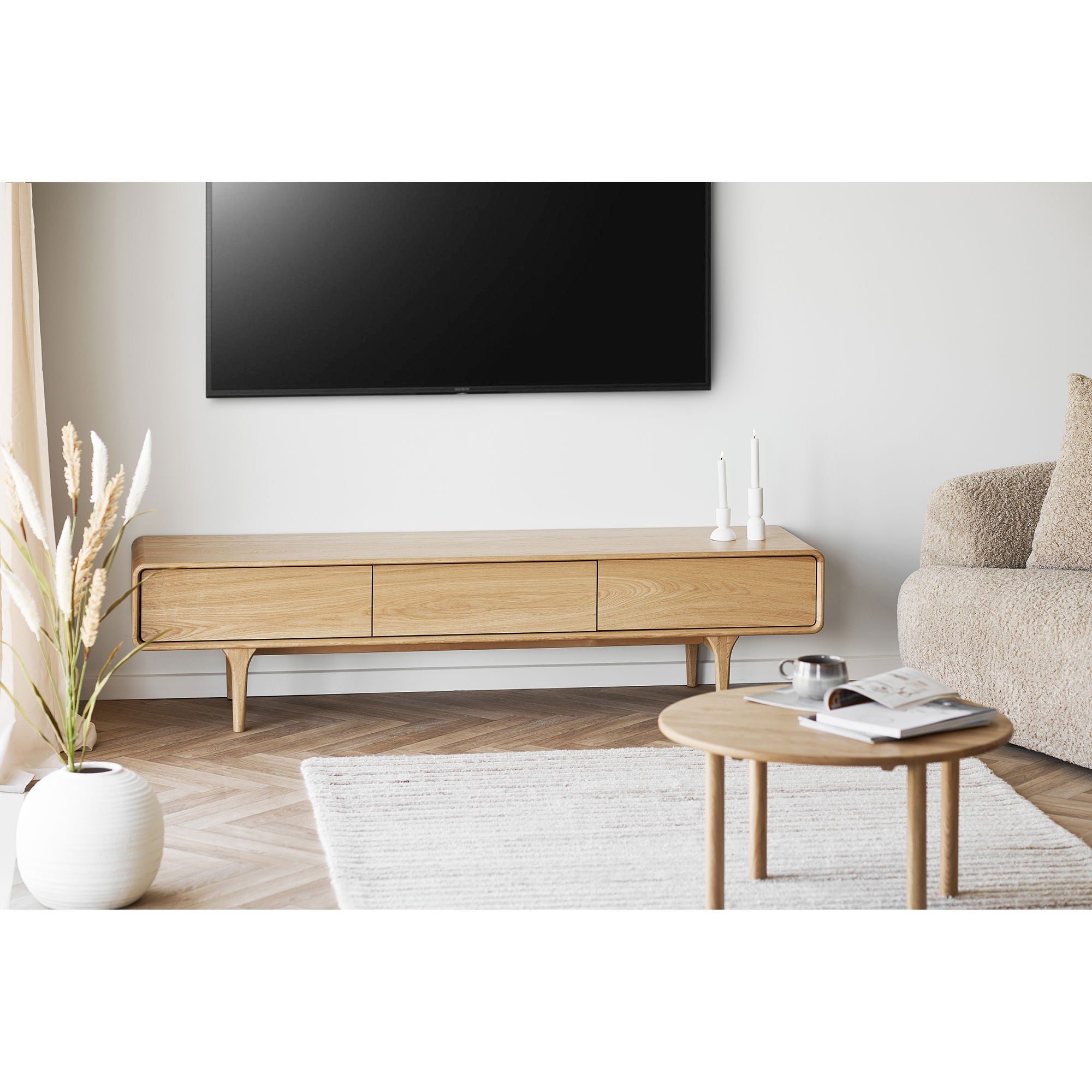 Jena -sohvapöytä - Sohvapöytä, tammi, luonto Ø70x40 cm