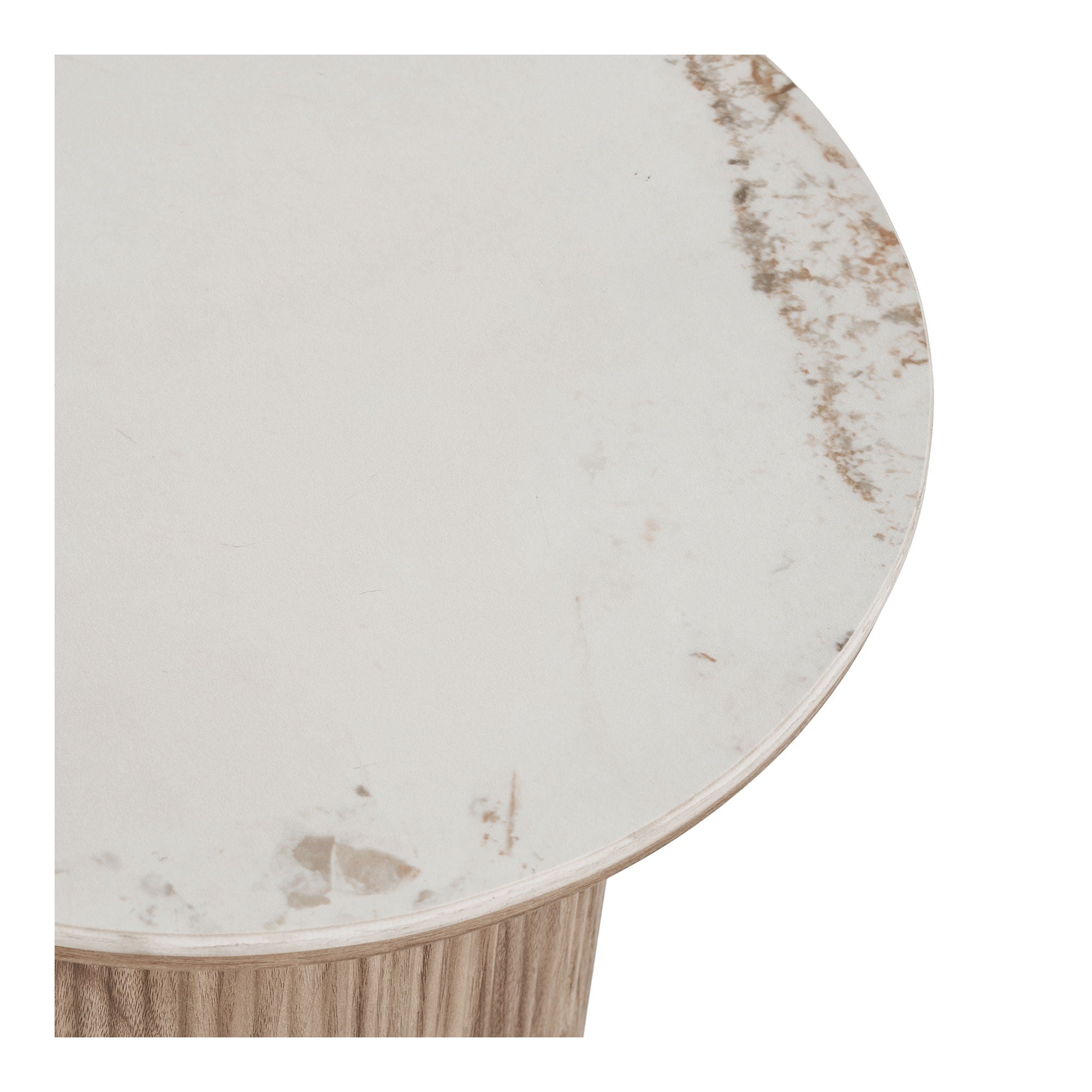 Athens Kulmapöytä - Kulmapöytä, keraaminen pöytälevy, valkoinen/tummanruskea ø45x50 cm