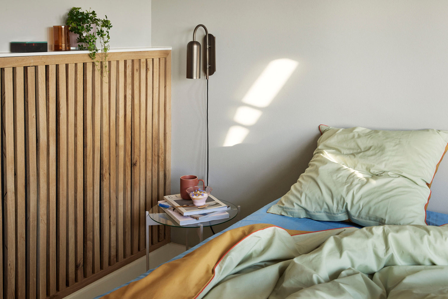 Hübsch Aki vuodevaatteet 60/200 oranssi/vihreä