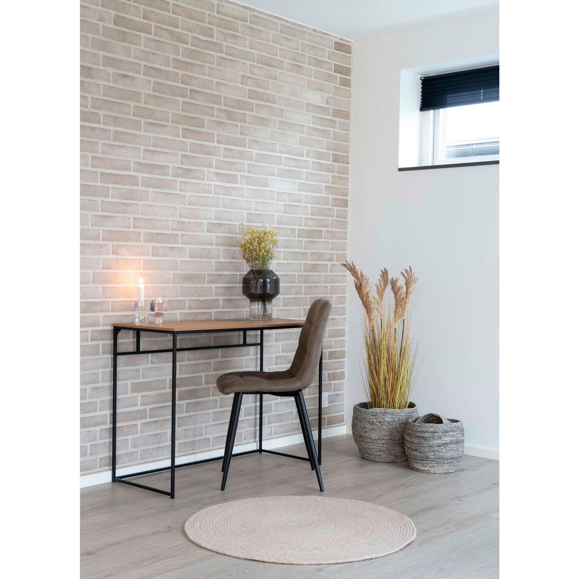 egetræslook med sort stel 100x45x75 cm