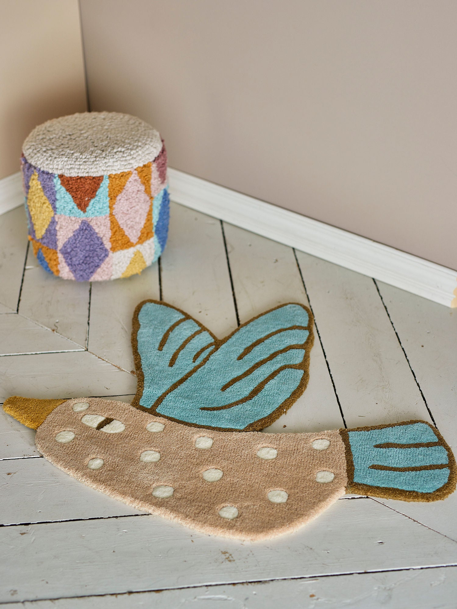 Bloomingville Mini Blue Jay -matto, sininen, villa