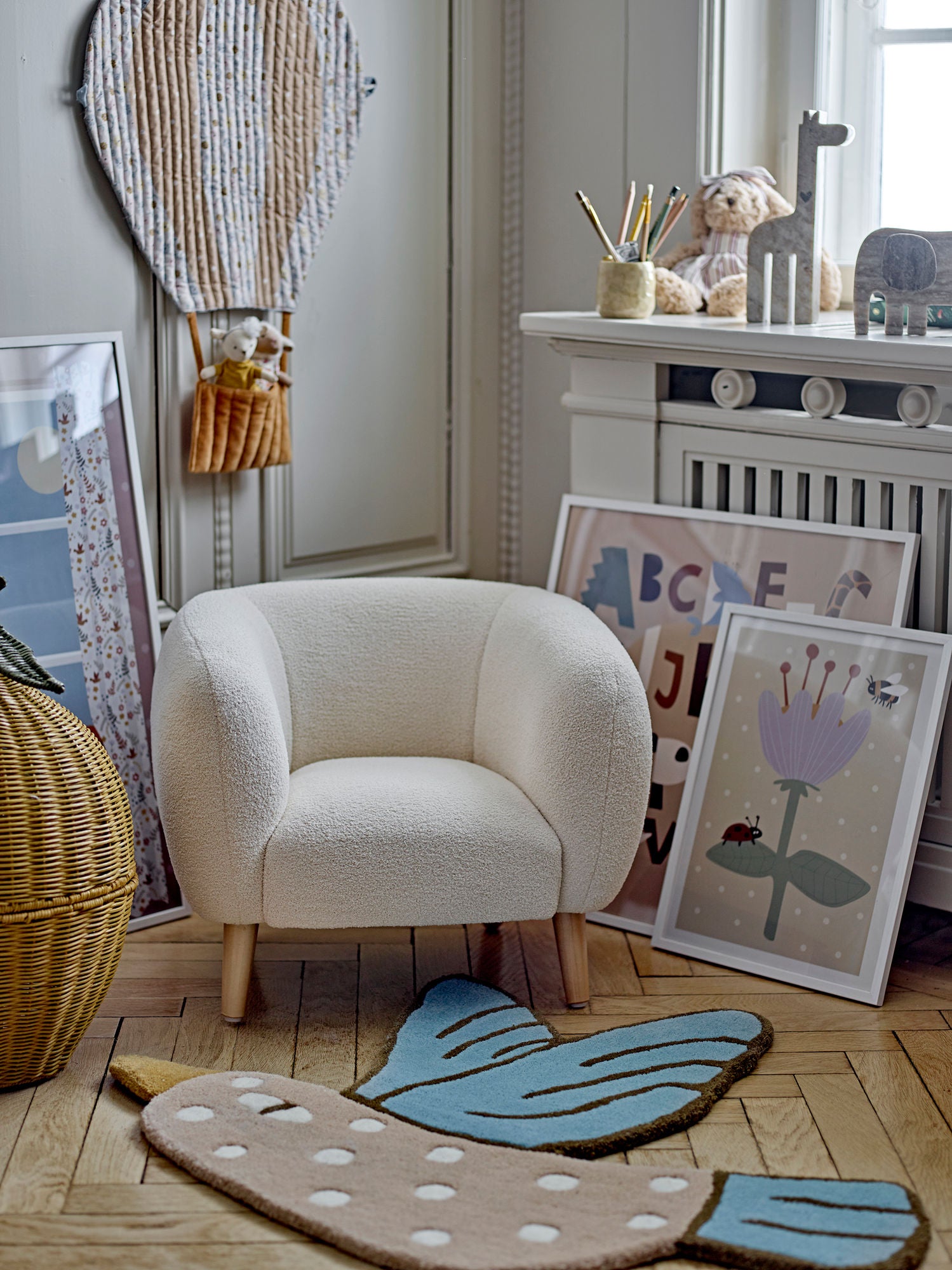 Bloomingville Mini Blue Jay -matto, sininen, villa