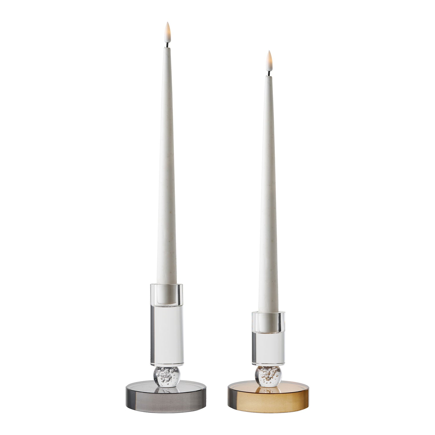 Kynttilänjalka - kynttilänjalka, lasi, ruskea/valkoinen Ø8,5x10 cm