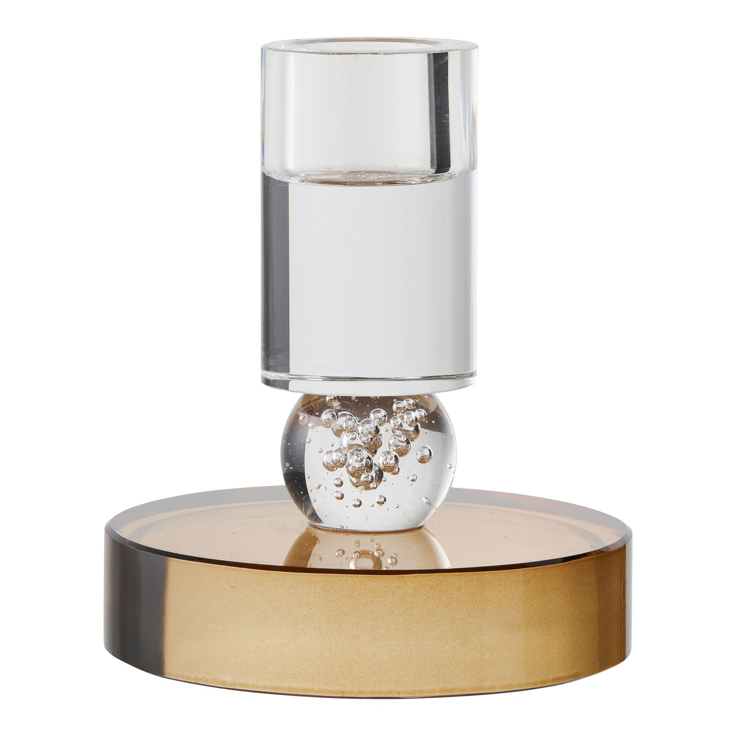 Kynttilänjalka - kynttilänjalka, lasi, ruskea/valkoinen Ø8,5x10 cm