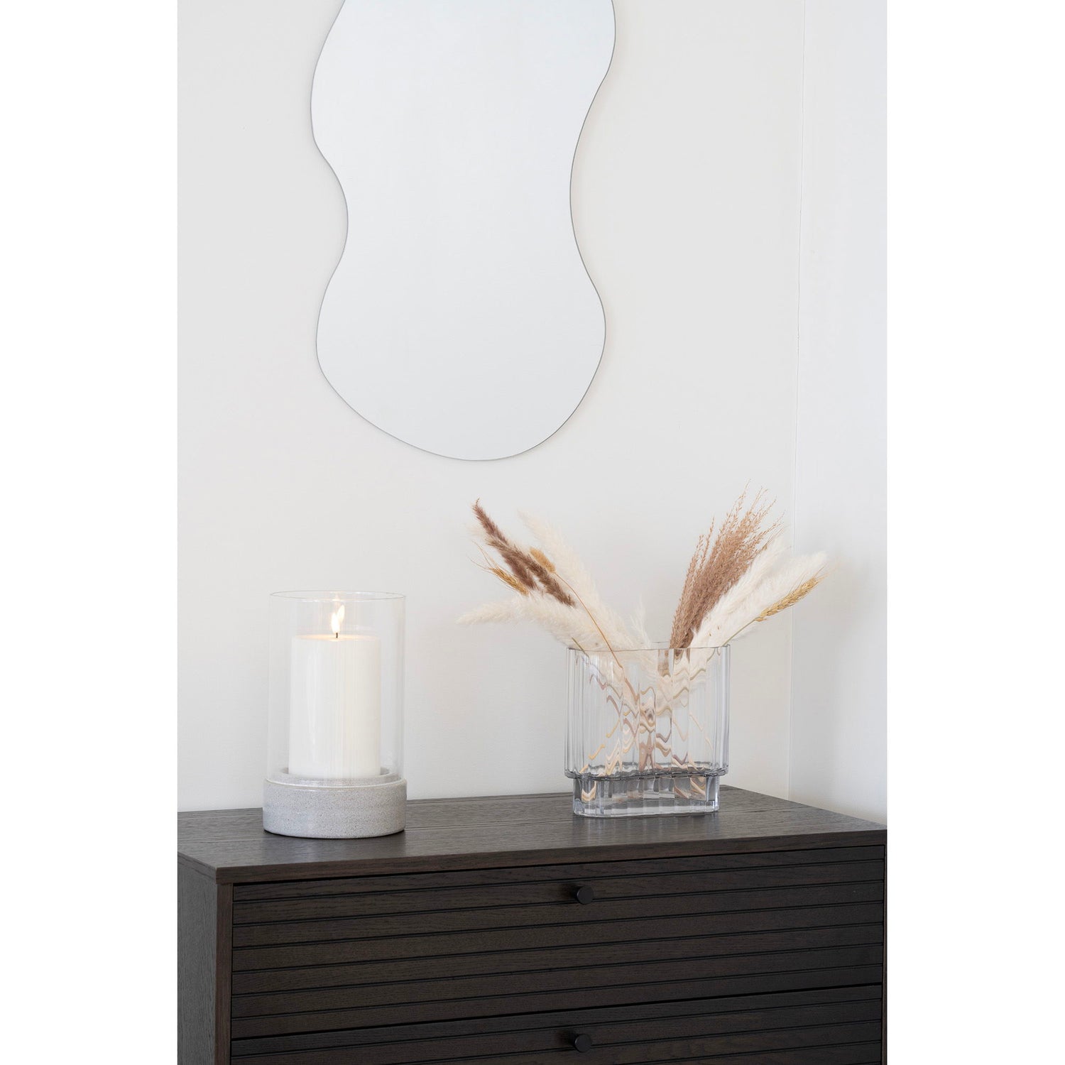 Hurrikaanikynttilä, keramiikka/lasi, harmaa<br>16x25,5 cm