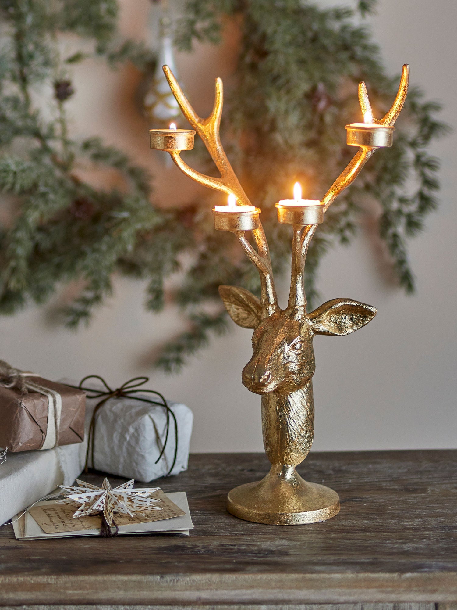 Bloomingville Kanei Fyrfadstage, kulta, metalli