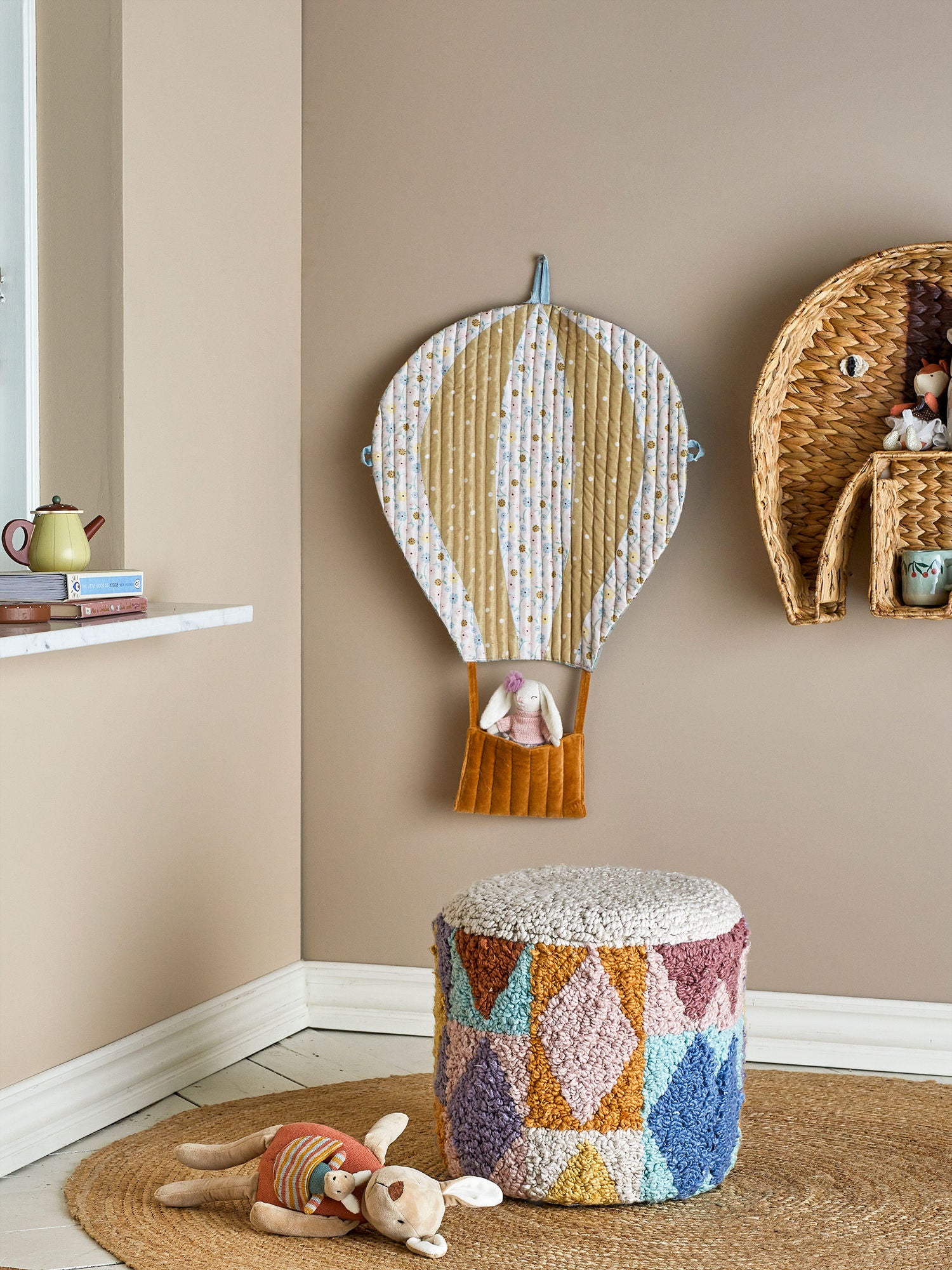 Bloomingville Mini Miaki Puf, harmaa, puuvilla