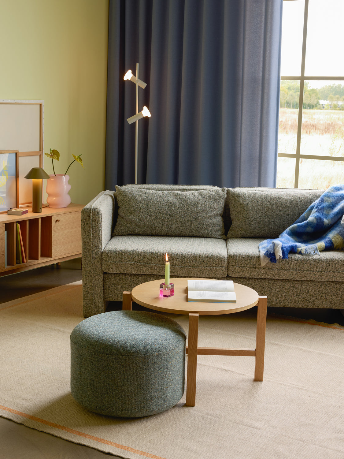 Neljä sohvapöytä Natural (2 kpl sarja) - ø68xh42cm, ø48xh55cm