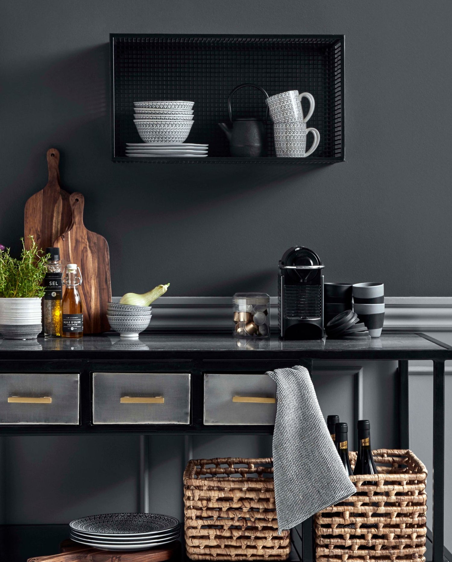 Waffle Waffle -pyyhe - valkoinen/musta