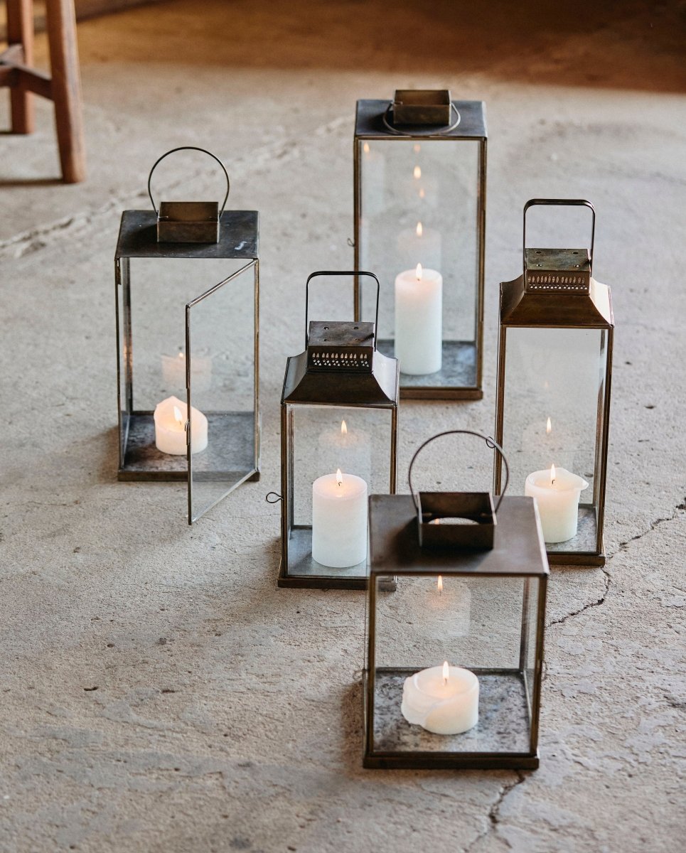 ANTIIKKI lyhty rautaa - K30 cm - kullanvärinen