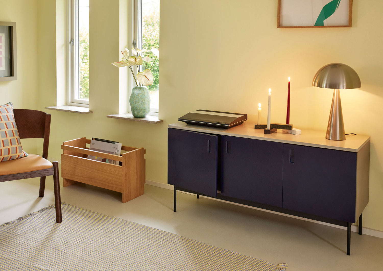 Hübsch -tutkimuskonsolipöytä tummansininen