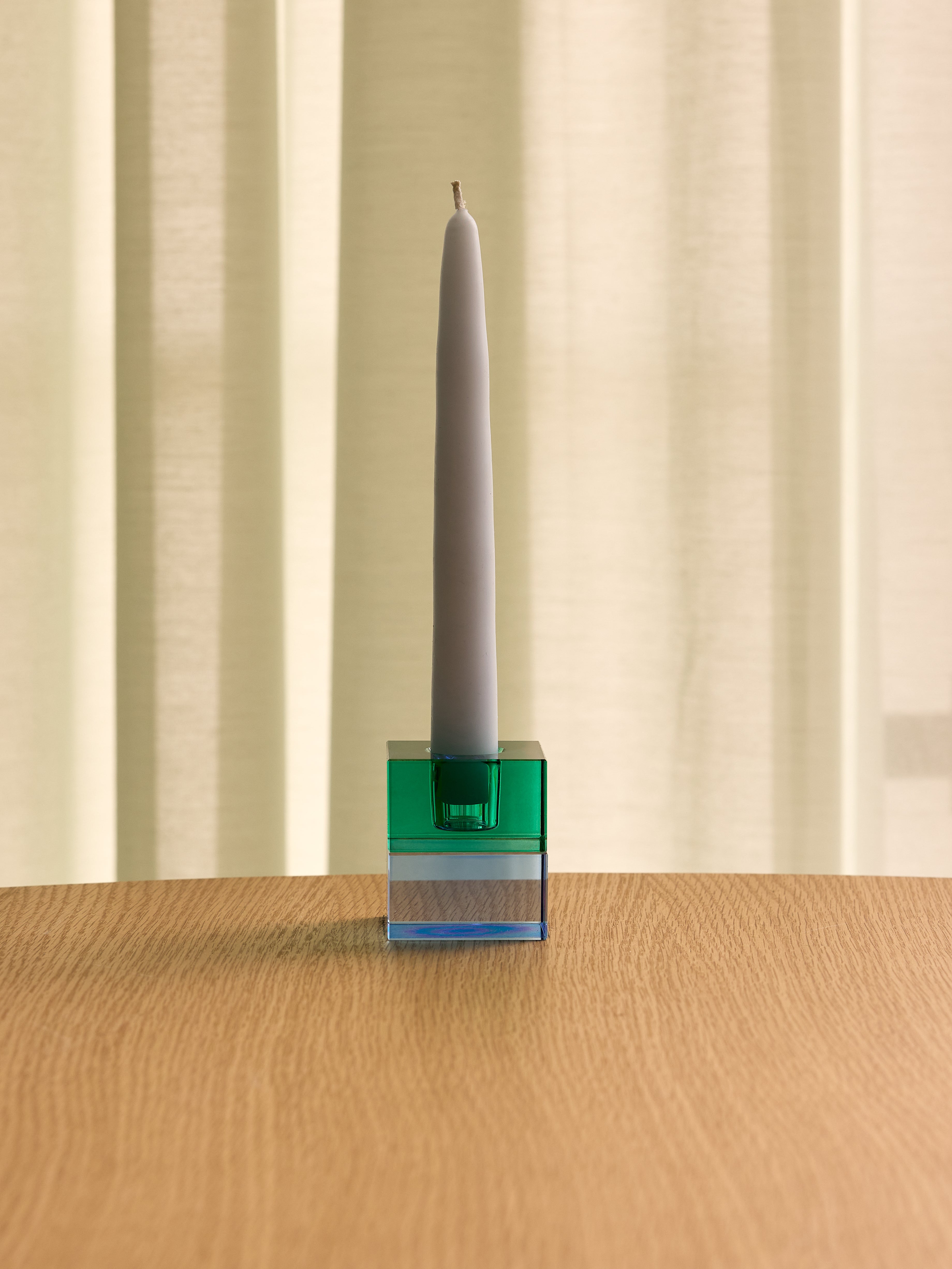 Block kynttilänjalat vihreä/sininen & oranssi/vihreä (2 kpl sarja) - 5x5h6cm