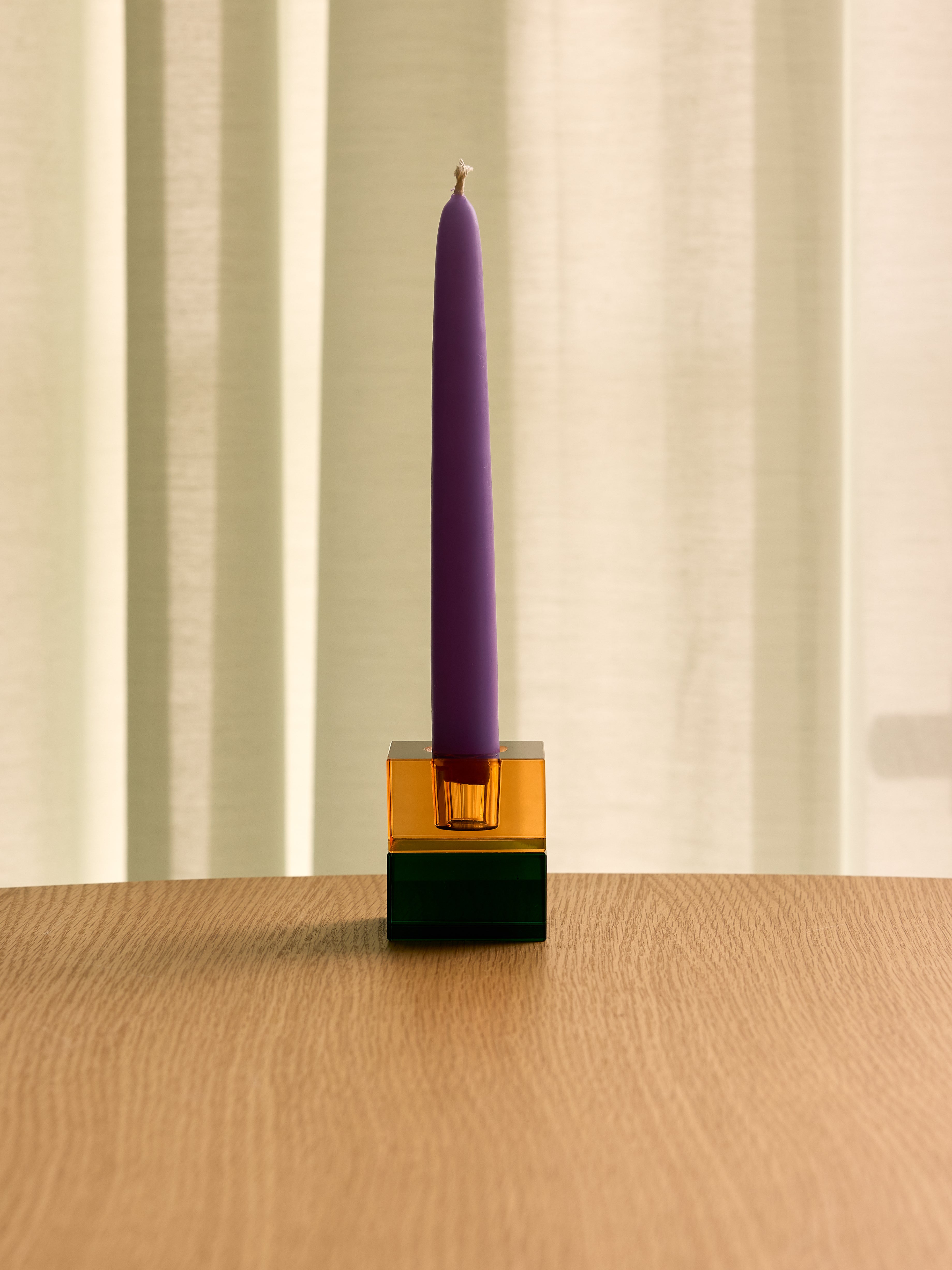 Block kynttilänjalat vihreä/sininen & oranssi/vihreä (2 kpl sarja) - 5x5h6cm