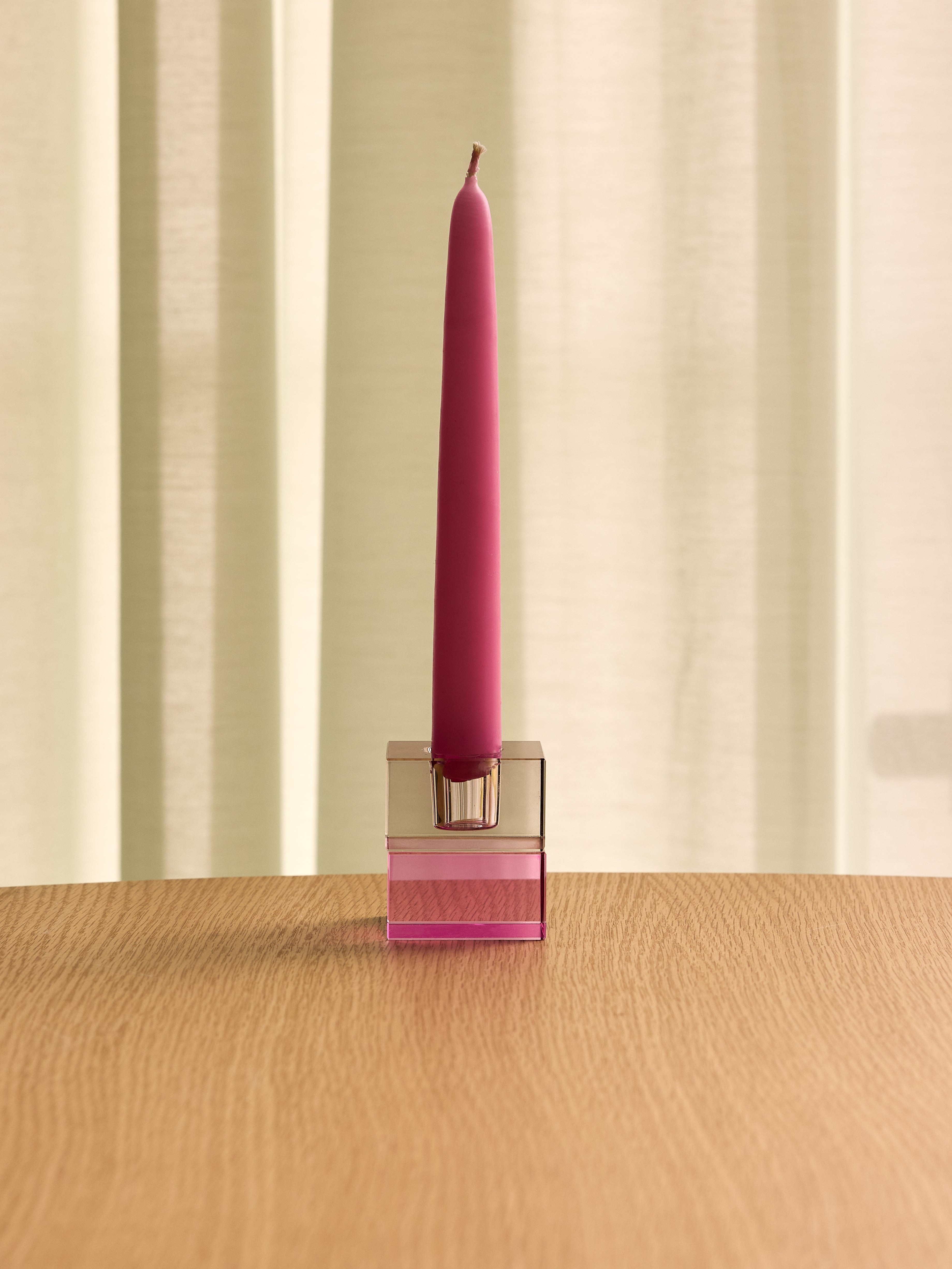 Block Kynttilänjalat Ruskea/Vihreä & Harmaa/Pink (2 kpl sarja) - 5x5h6cm