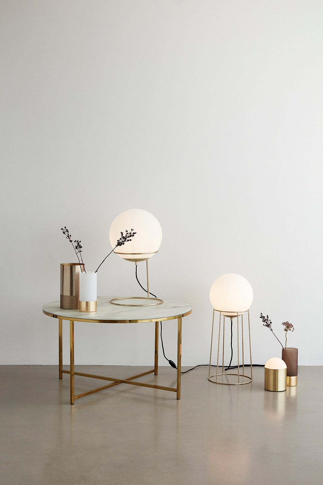 Veistossapöytävalaistus messinkiväri - Ø12xh19cm, e14/25w