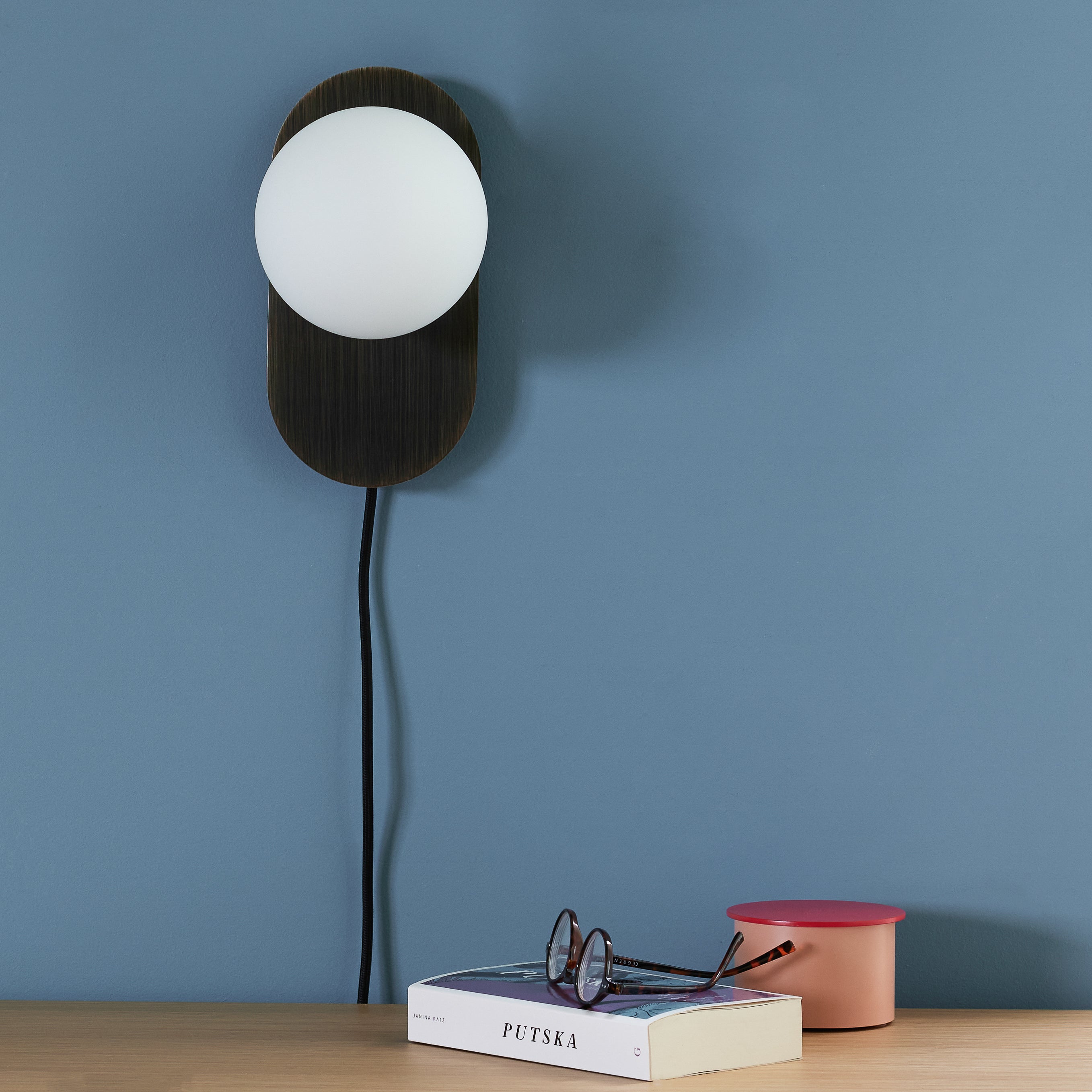 Kuu -seinävalaisin ruskistettu messinki - 24x12xh16cm, G9