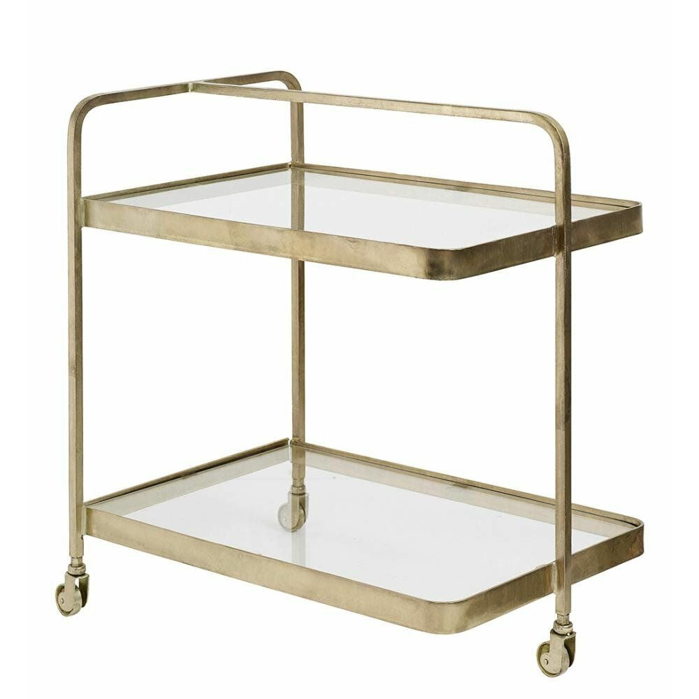 Nordal TROLLEY rullebord i messing med glas - 70x50 cm - Nordal - DesignGaragen.dk