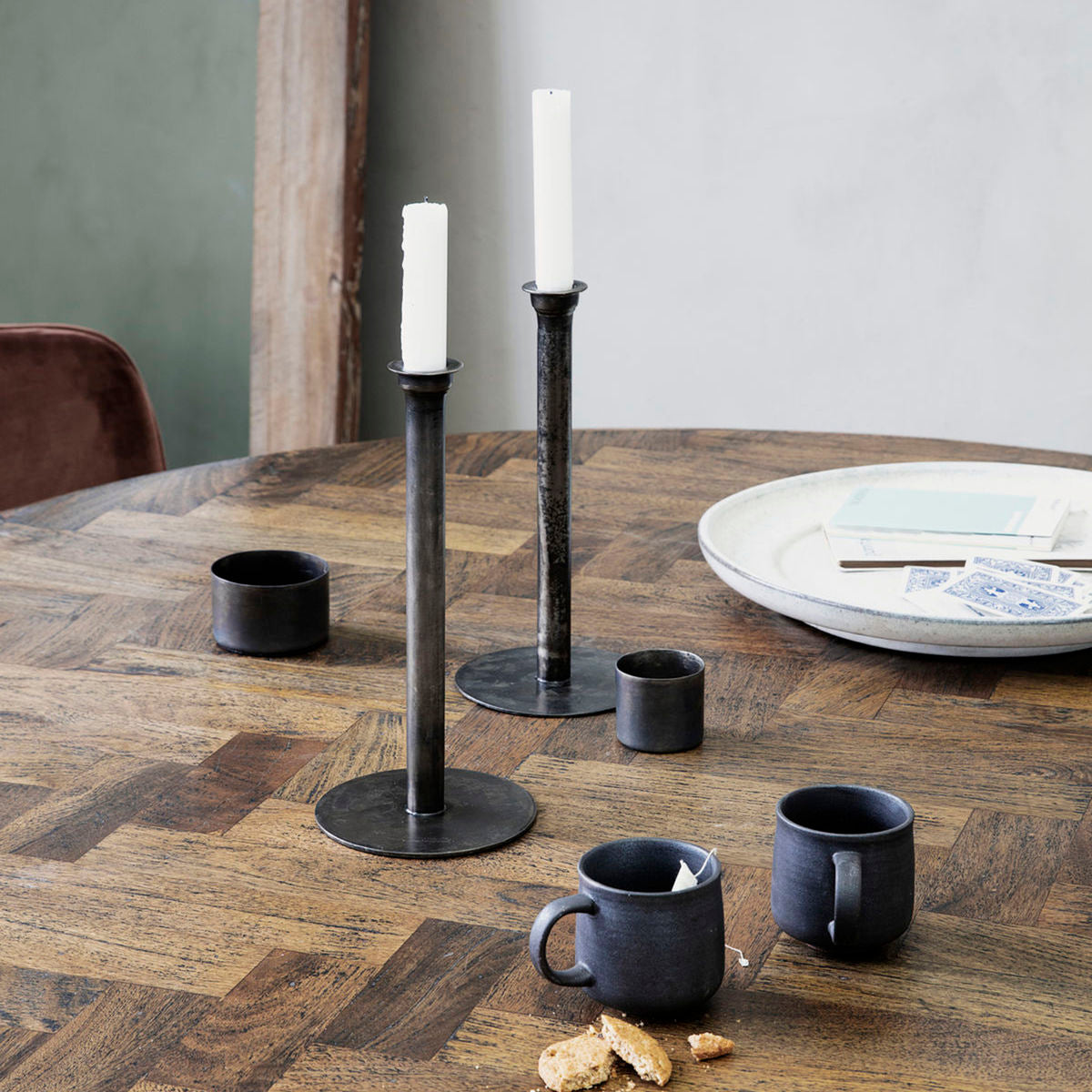 Talo -lääkäri - kynttilänjalka, Latuna, antiikki kupari - H: 27 cm, Dia: 12,5 cm