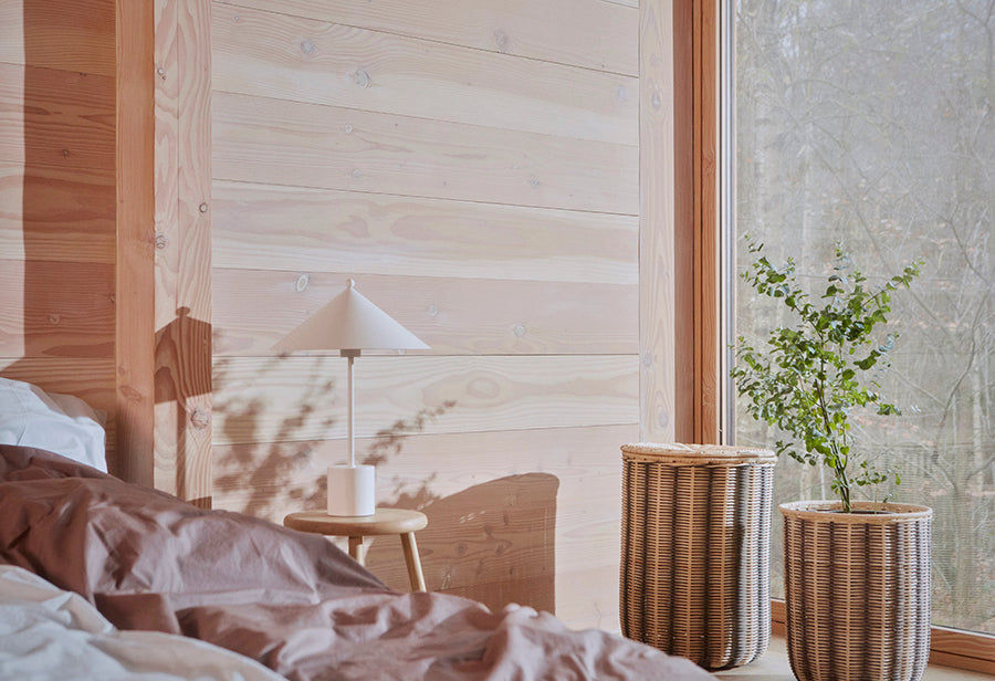 Oyoy asuva raidallinen pyykkikori - luonto / musta