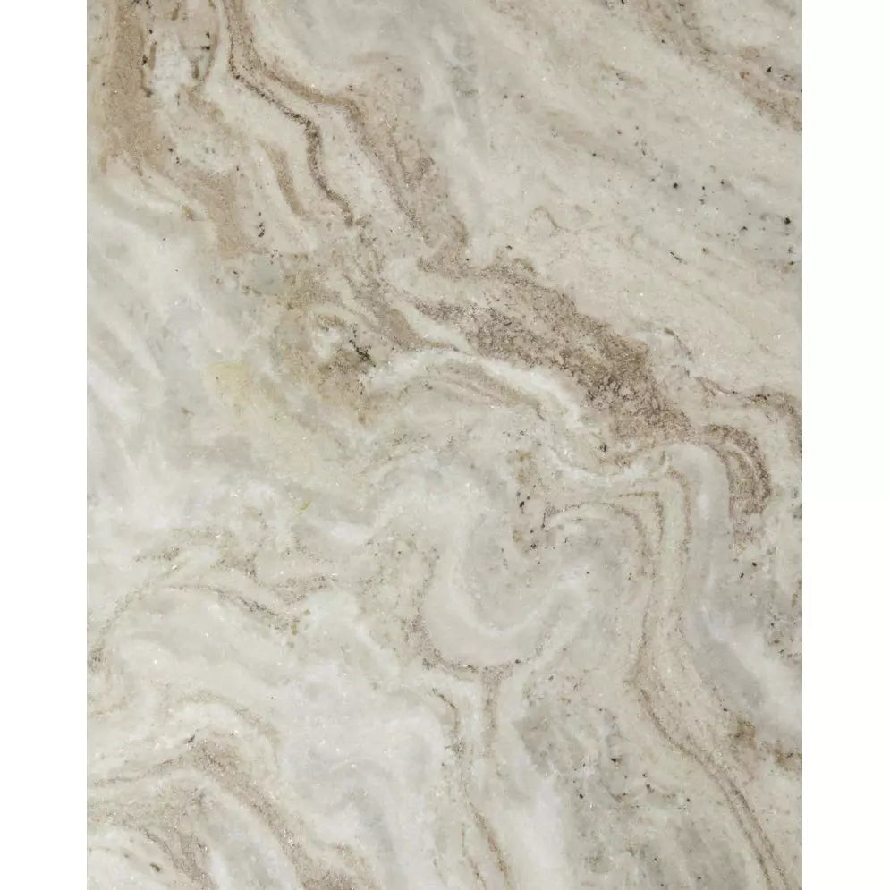 Erie pyöreä ruokapöytä puu ja marmori - Ø140 cm - raaka valkoinen, ruskea, beige