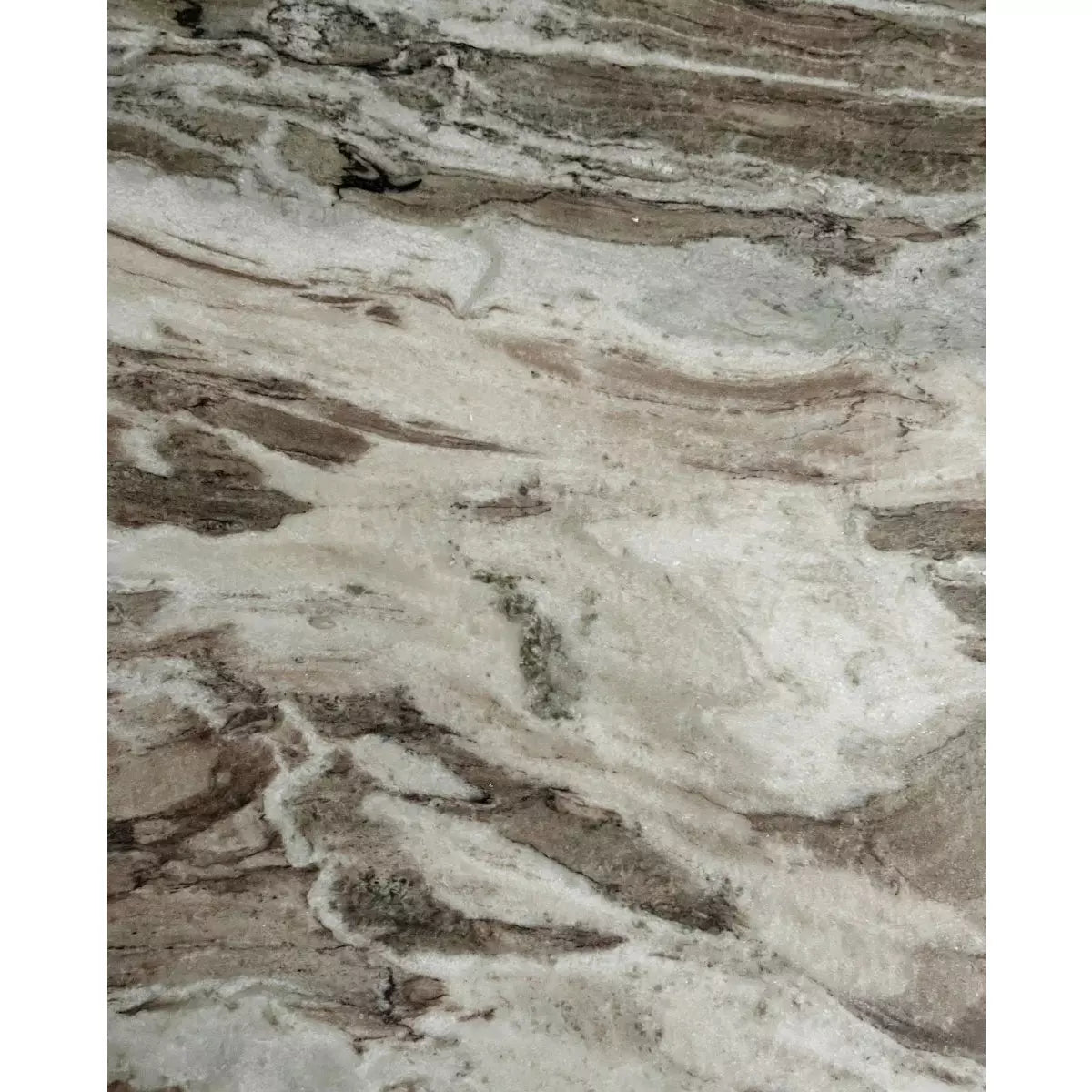 Erie pyöreä ruokapöytä puu ja marmori - Ø140 cm - raaka valkoinen, ruskea, beige