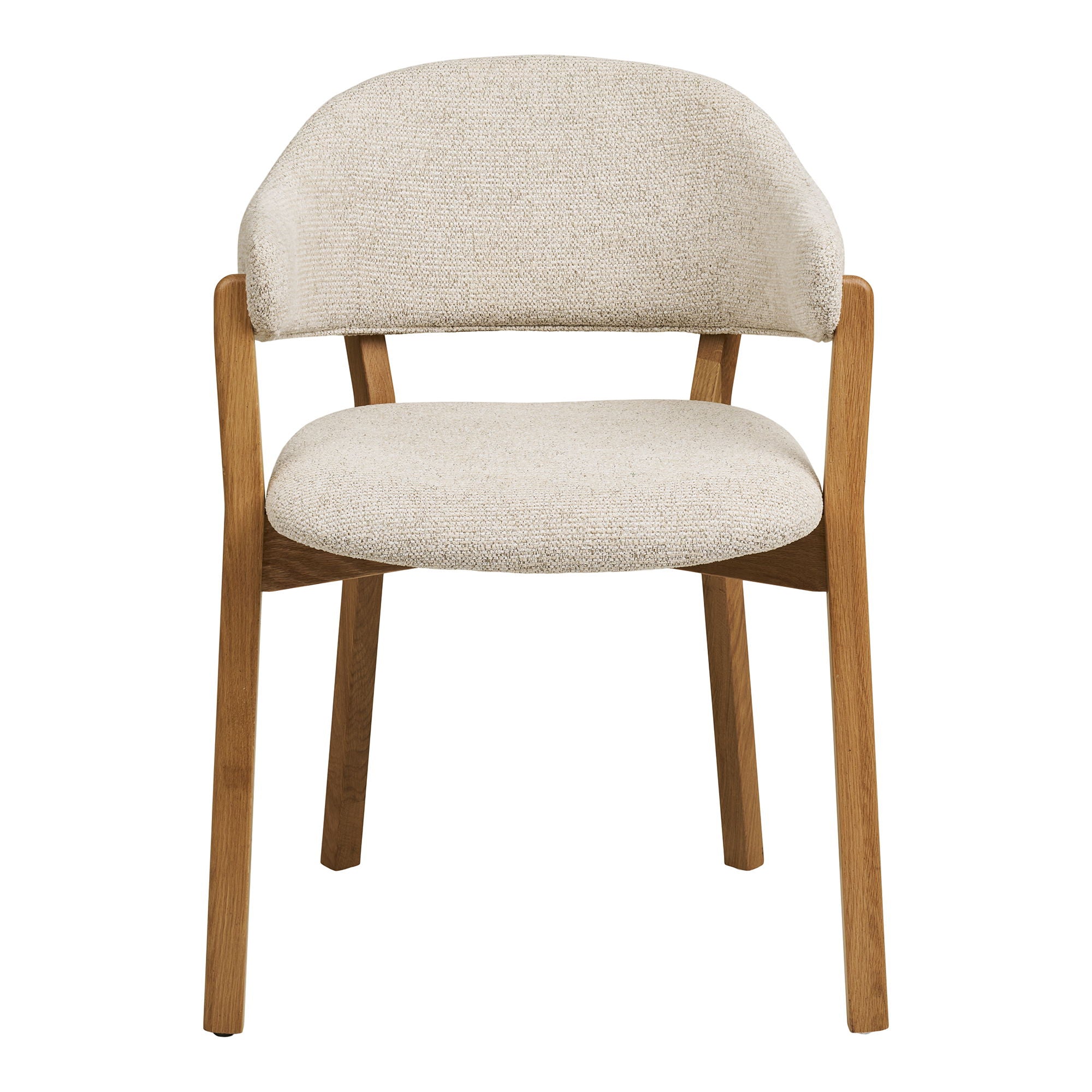 Dunkirk -ruokapöydän tuoli - ruokapöytätuoli, käsinohja, tammi kangasistuimella, beige HN1318