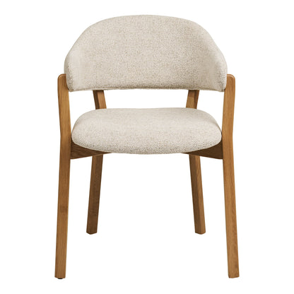 Dunkirk -ruokapöydän tuoli - ruokapöytätuoli, käsinohja, tammi kangasistuimella, beige HN1318