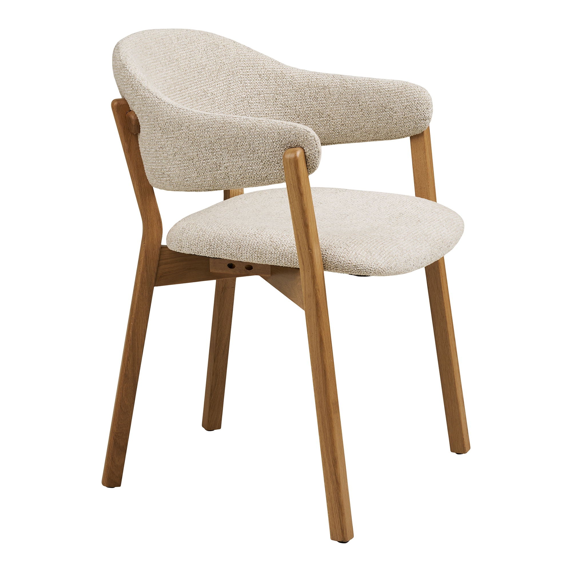 Dunkirk -ruokapöydän tuoli - ruokapöytätuoli, käsinohja, tammi kangasistuimella, beige HN1318