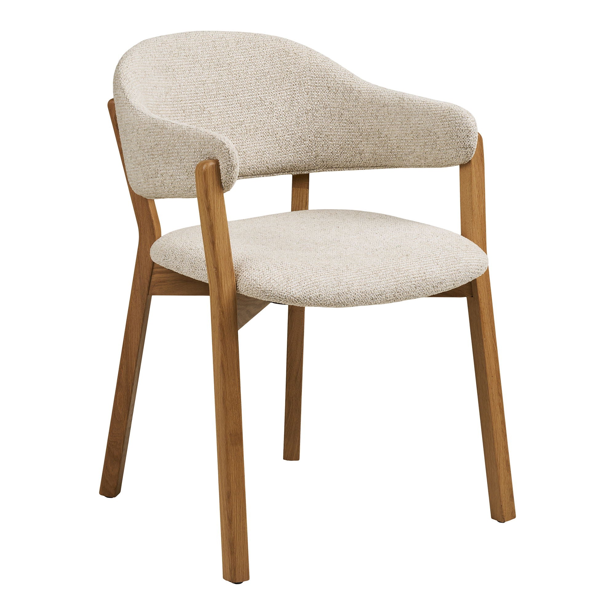 Dunkirk -ruokapöydän tuoli - ruokapöytätuoli, käsinohja, tammi kangasistuimella, beige HN1318