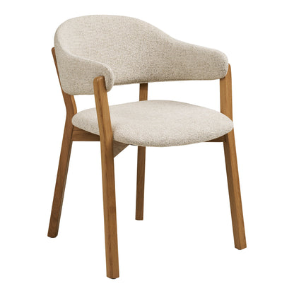 Dunkirk -ruokapöydän tuoli - ruokapöytätuoli, käsinohja, tammi kangasistuimella, beige HN1318
