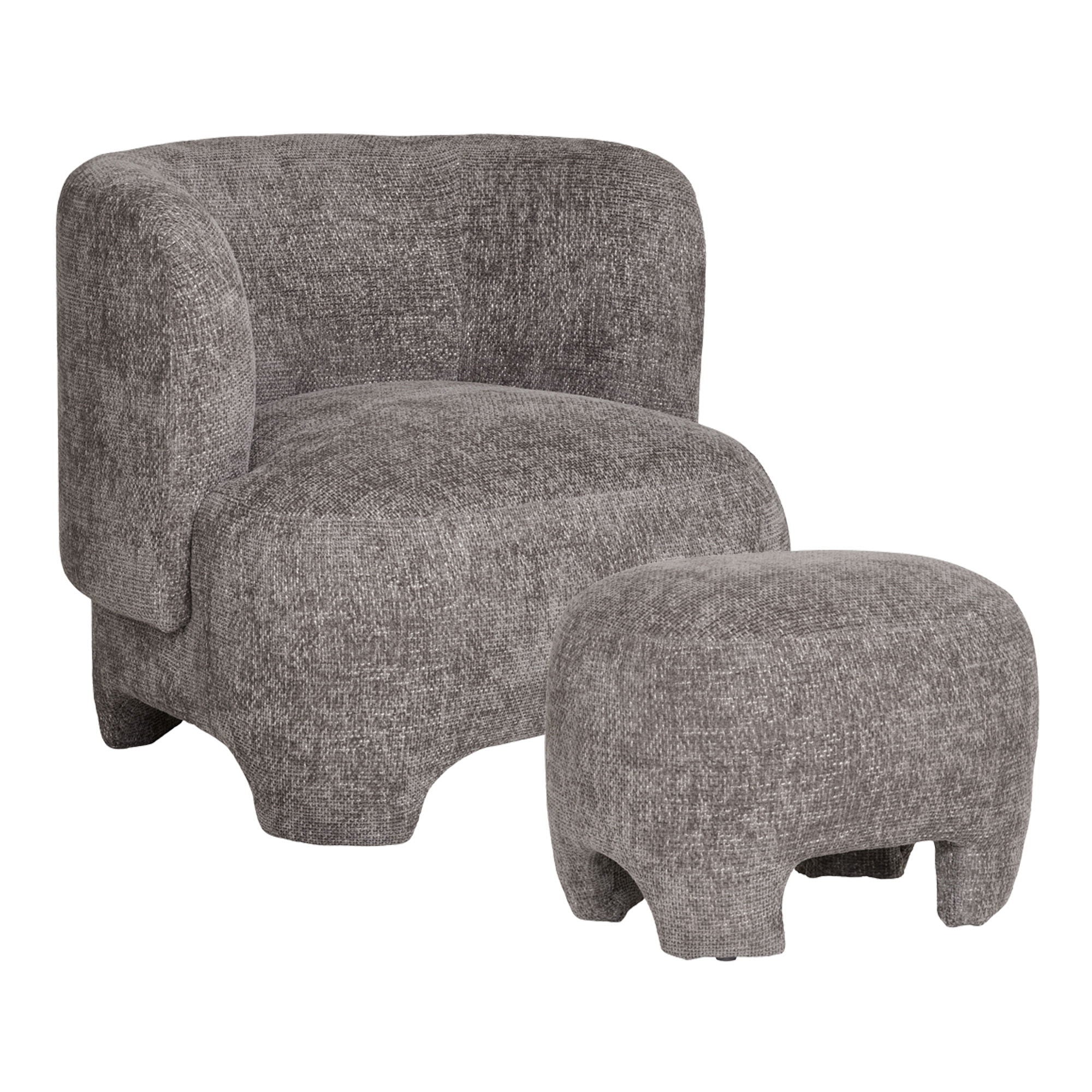 Nazare Set - Lounge -tuoli ja puff, harmaa, HN1280