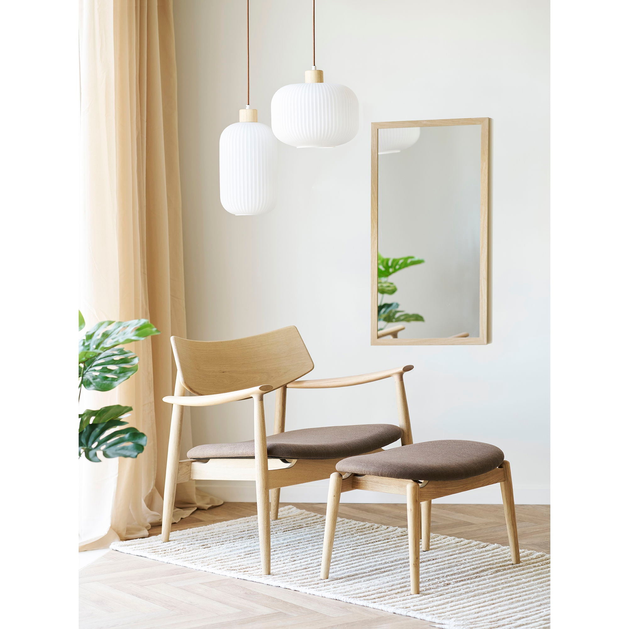 Olvera -setti - Lounge -tuoli ja jalkatuolit, luonto/ruskea HN1084