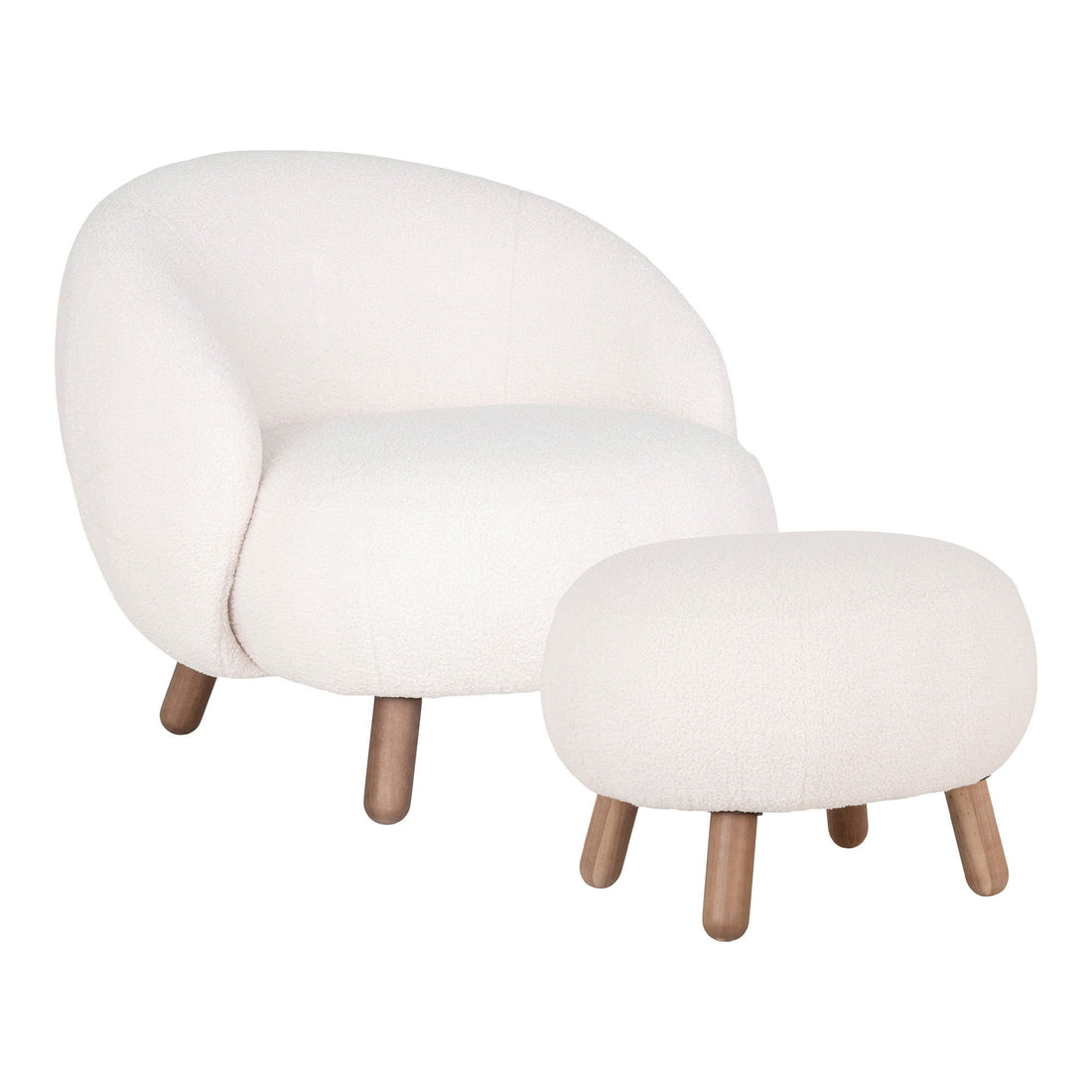 Savona Set - Lounge -tuoli ja puff, valkoinen HN1094