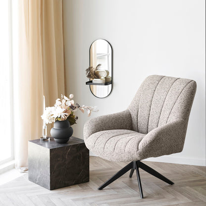 Grandola Lounge -tuoli - Lounge -tuoli kääntyvällä jalalla, harmaalla, mustalla jaloilla HN1086