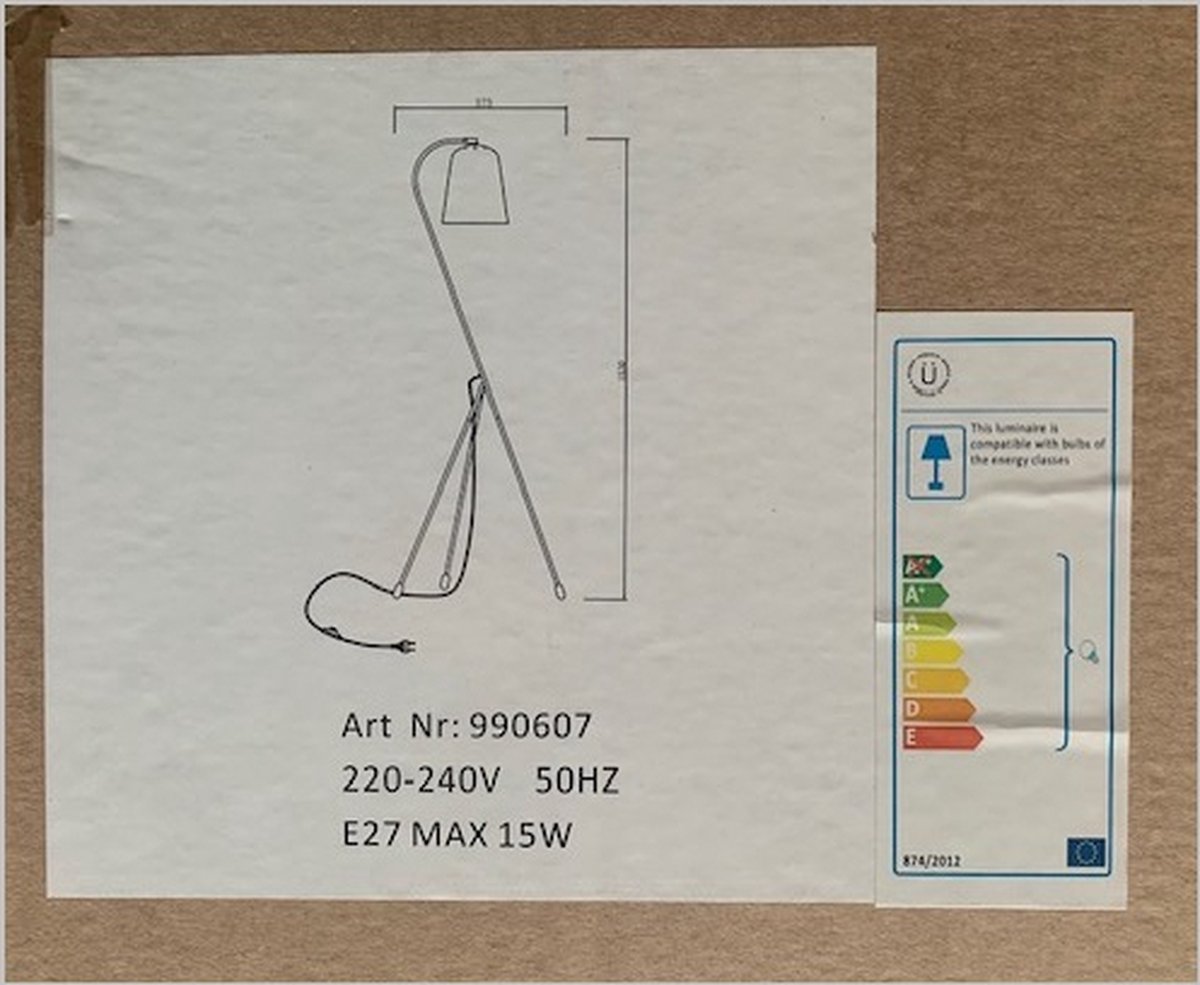 Hübsch -lattiavalaisin - 55 x 55 cm x H156 cm - musta ja messinki