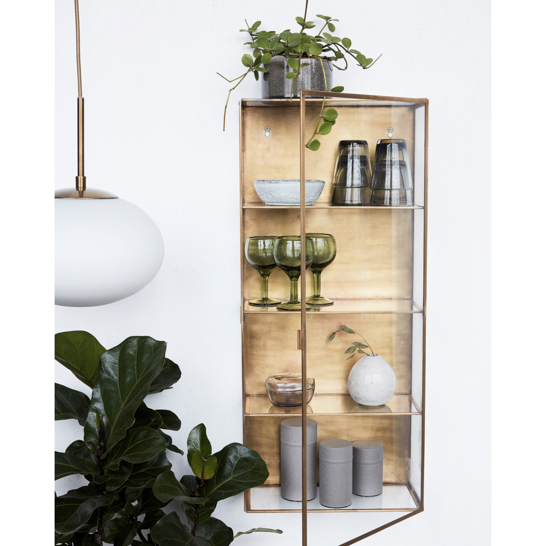 Esittelykaappi, HDGlass, Messinki 80x35 cm