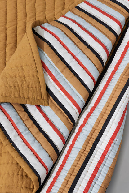 Hübsch -paviljonki ruudullinen raidallinen ocher/monivärinen