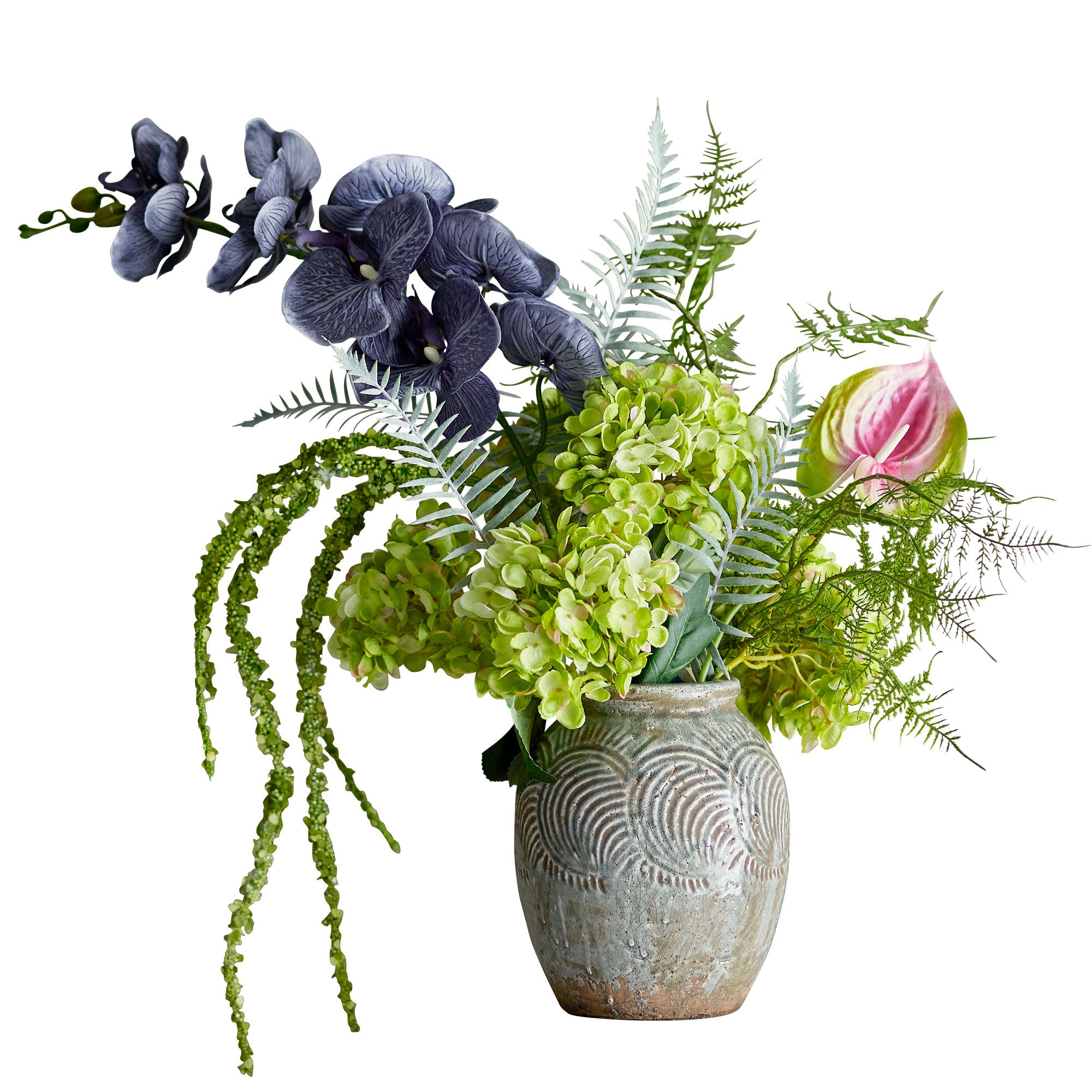 Bloomingville -runouskimppu, vihreä, keinotekoiset kukat