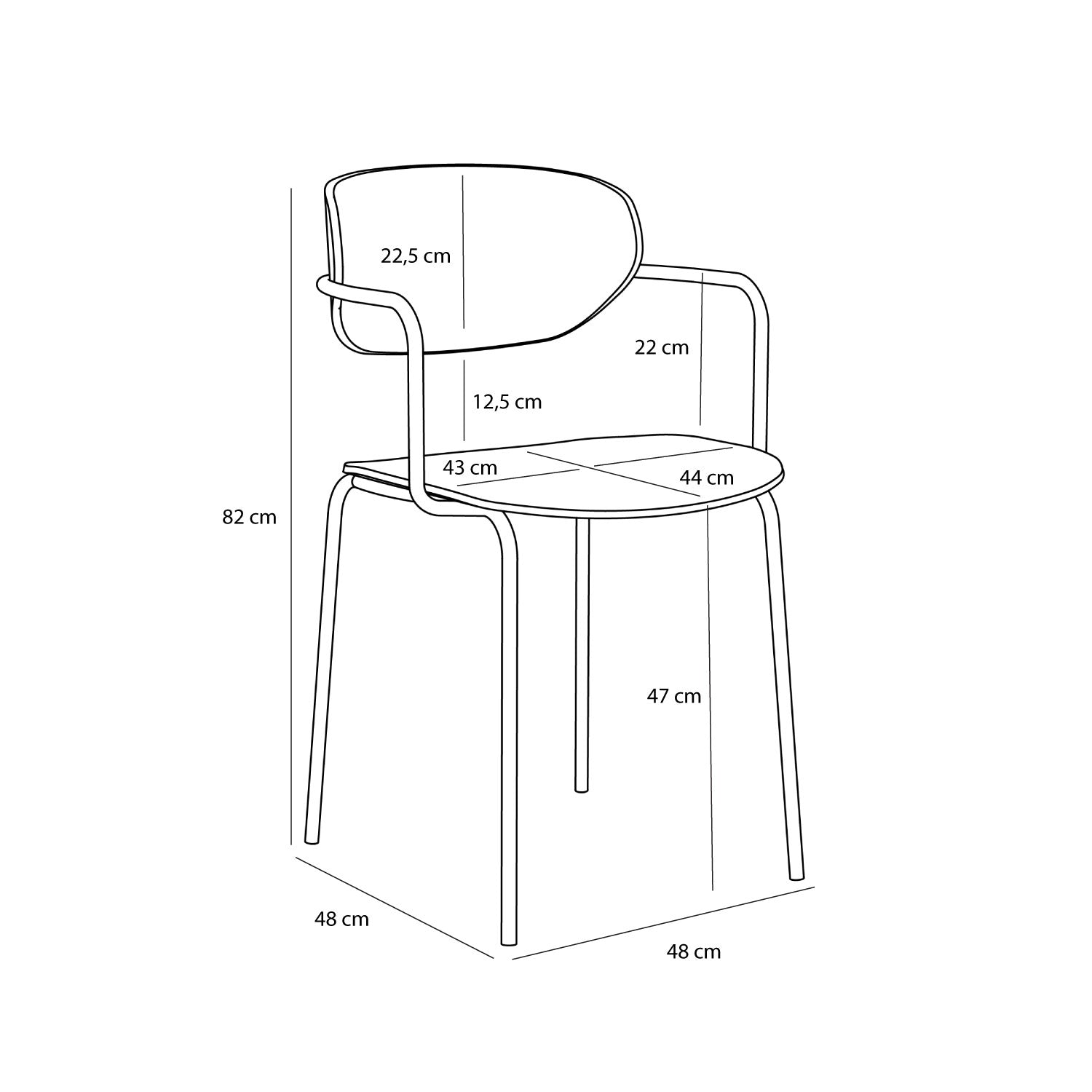 Kaareva ruokatuoli musta - 48x50xh81cm