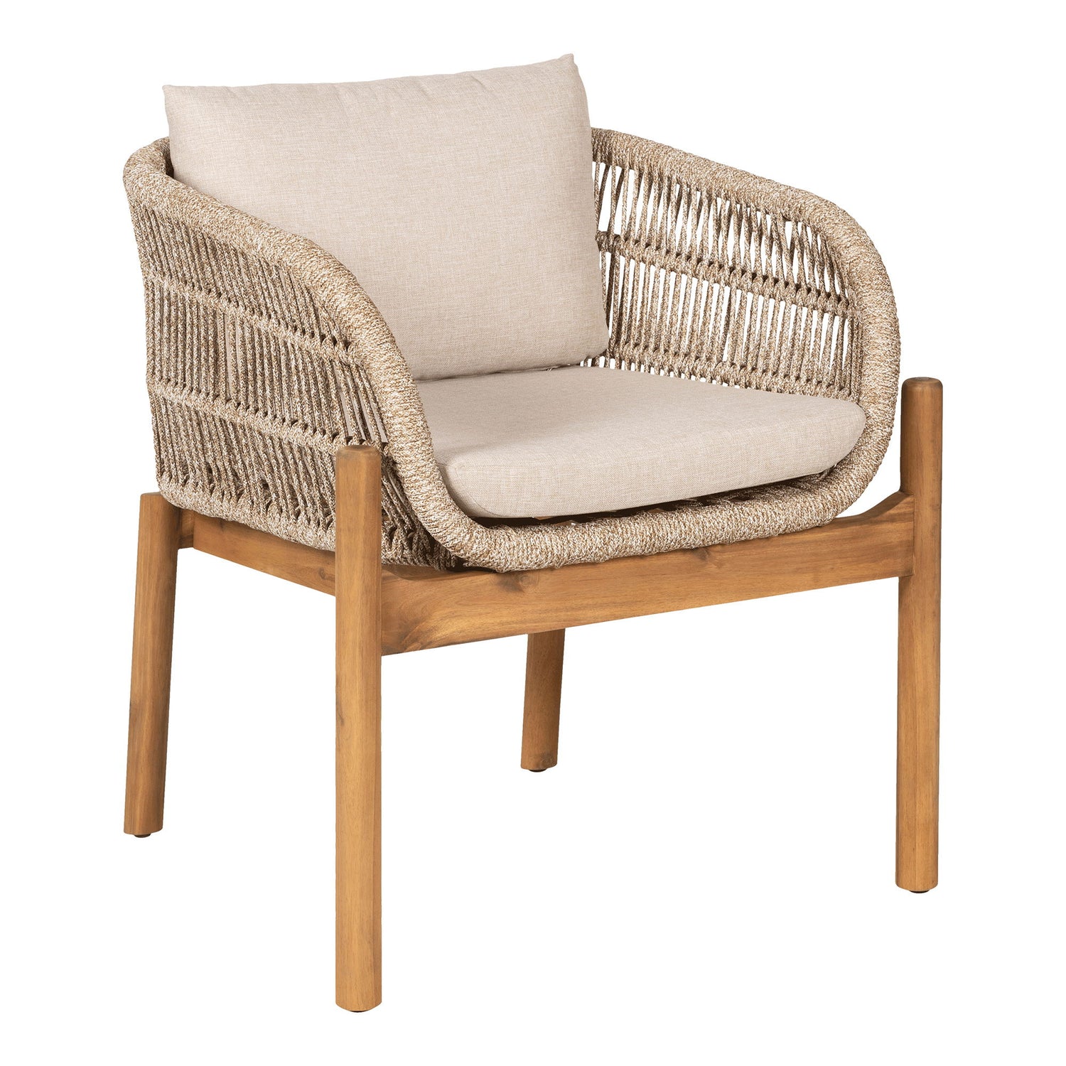 Ruokapöydän tuoli, akaasia, beige, sis. Tyyny