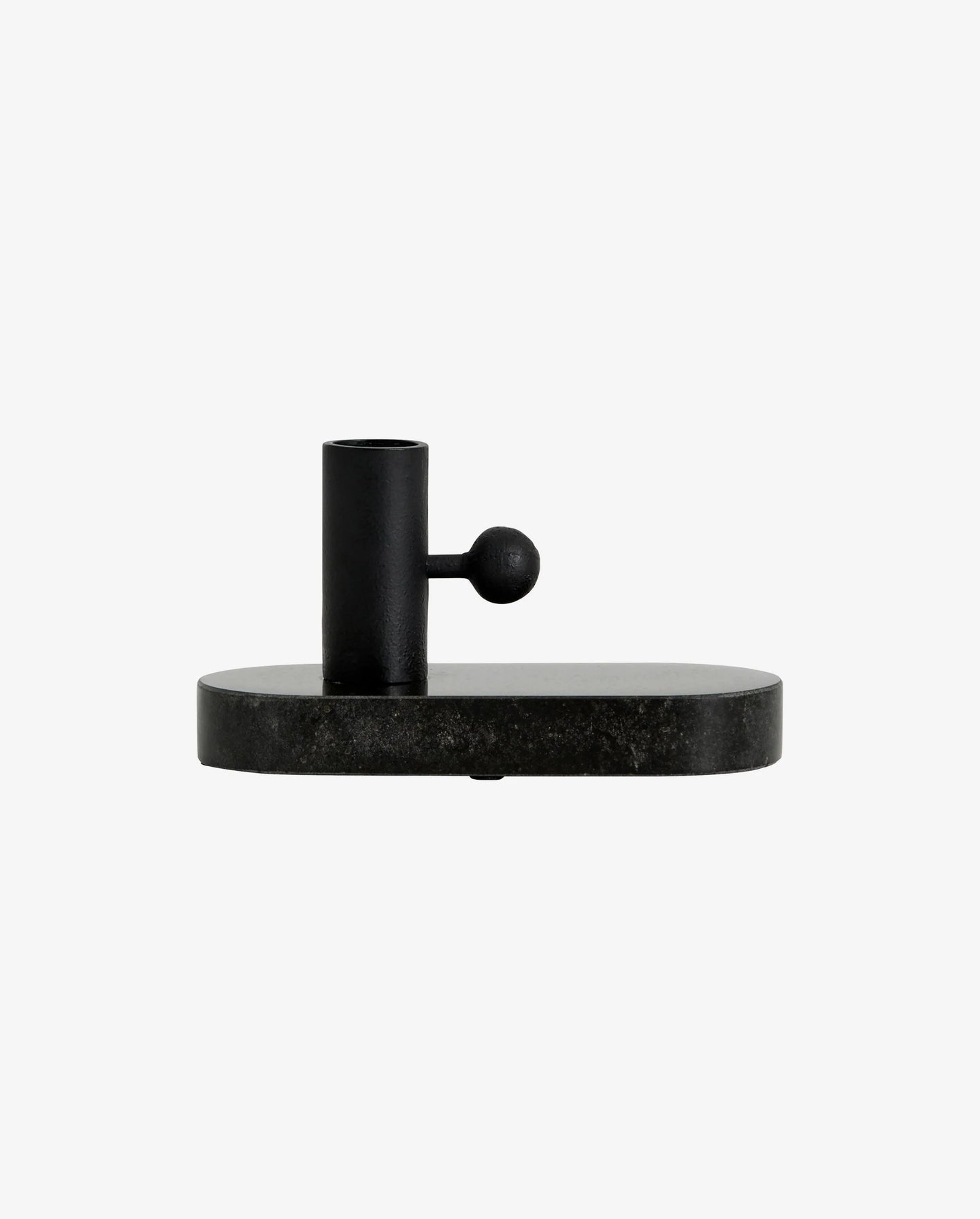 BAFFIN lysestage i jern og marmor - h8 cm - sort - Nordal - DesignGaragen.dk