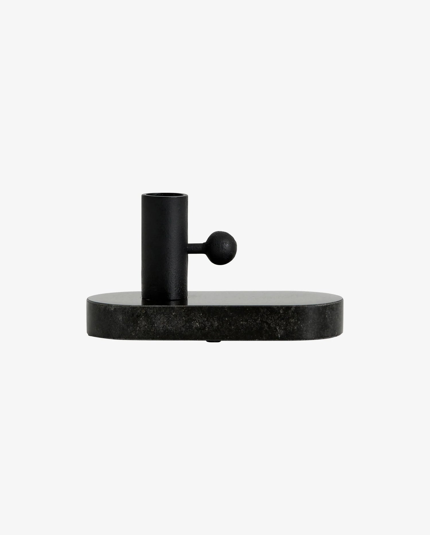 BAFFIN lysestage i jern og marmor - h8 cm - sort - Nordal - DesignGaragen.dk