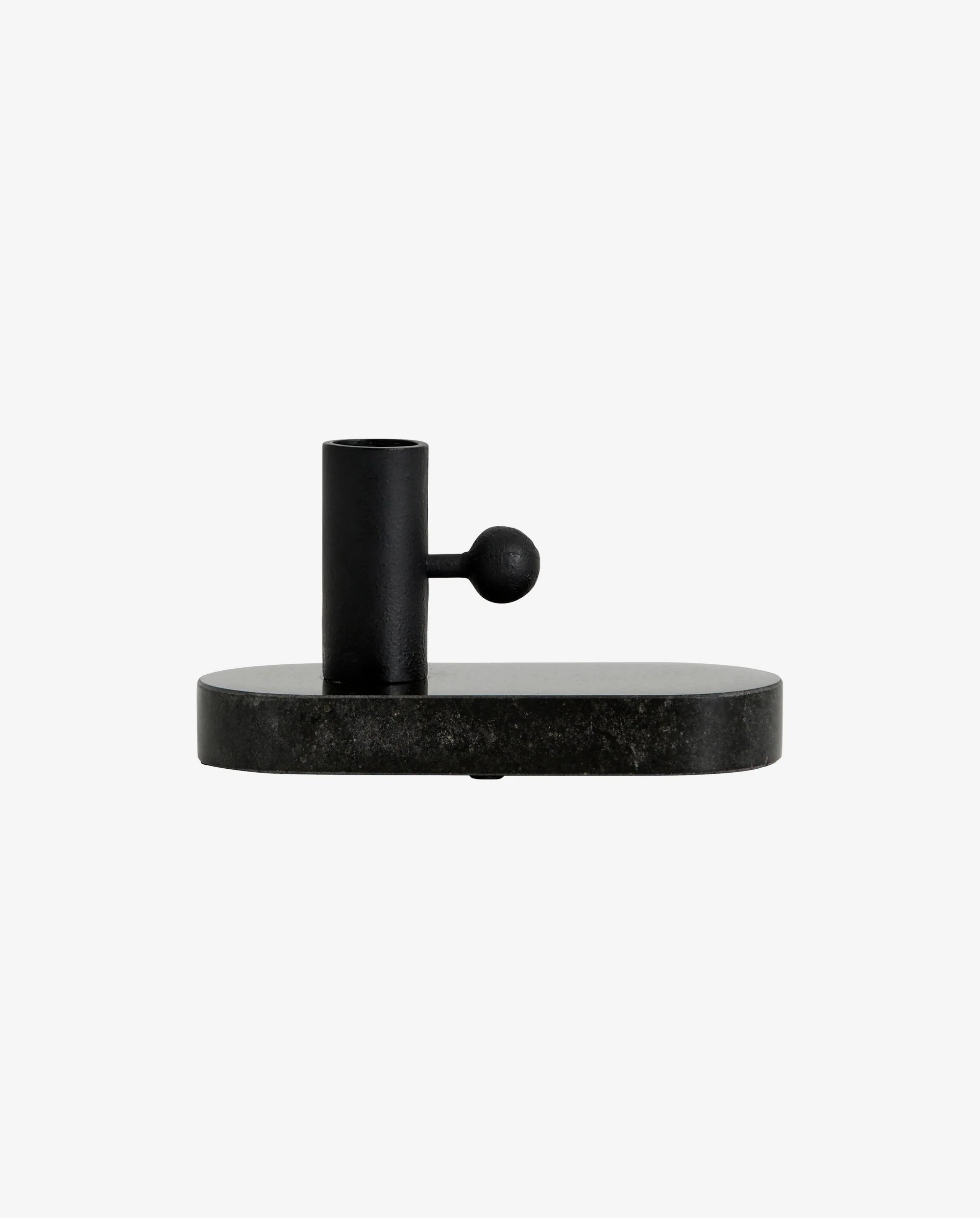 BAFFIN lysestage i jern og marmor - h8 cm - sort - Nordal - DesignGaragen.dk