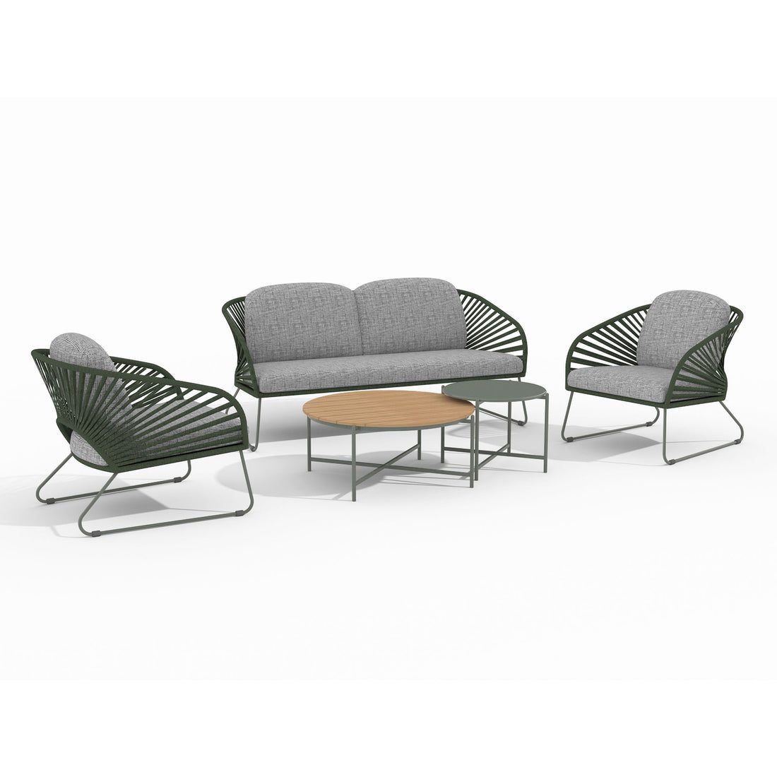Lounge -asetettu, teräs, harmaa, vihreä, sis. tyyny